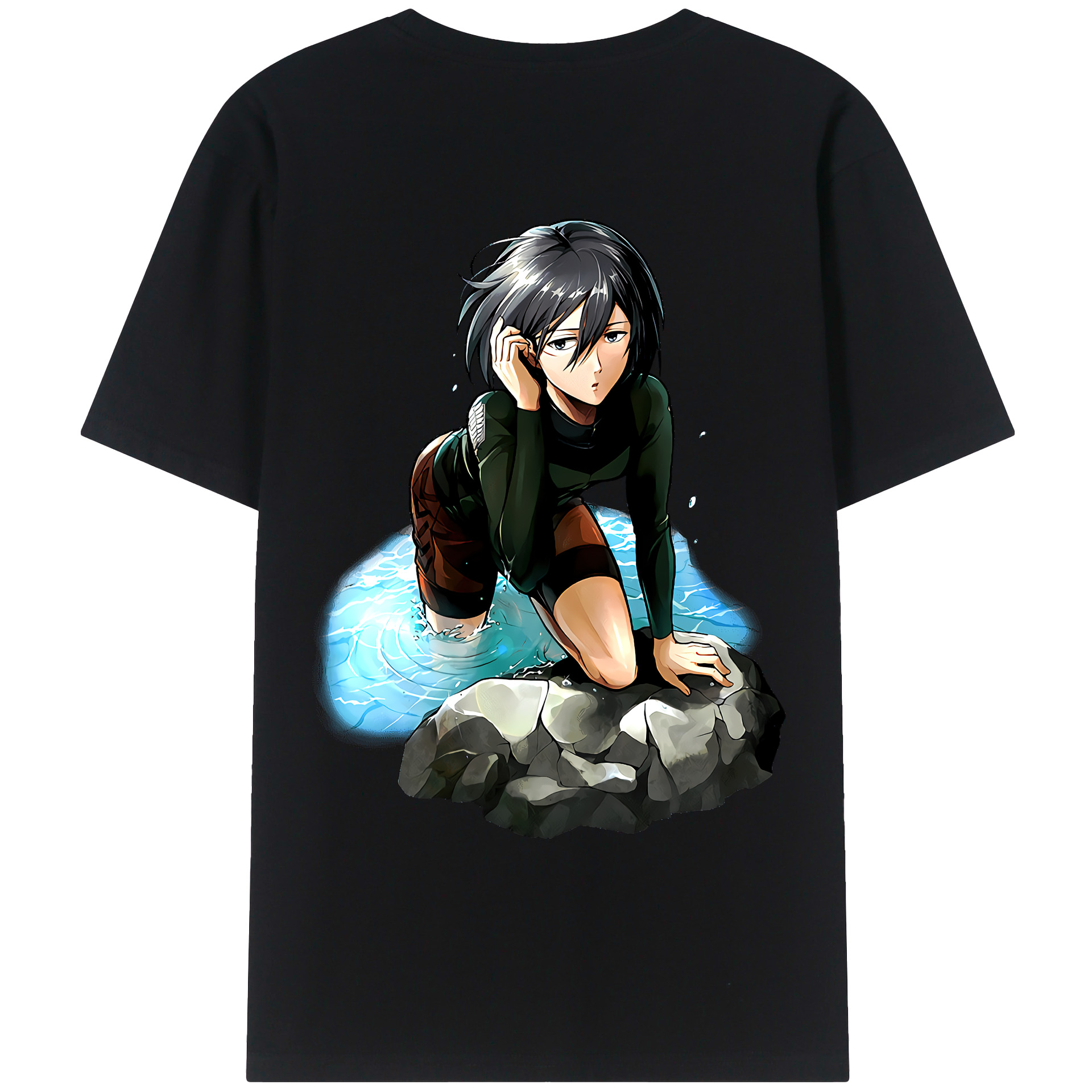 （画像用） 進撃の巨人 ミカサ·アッカーマン Attack on Titan Mikasa Ackerman レディース半袖Tシャツ(バックプリント)