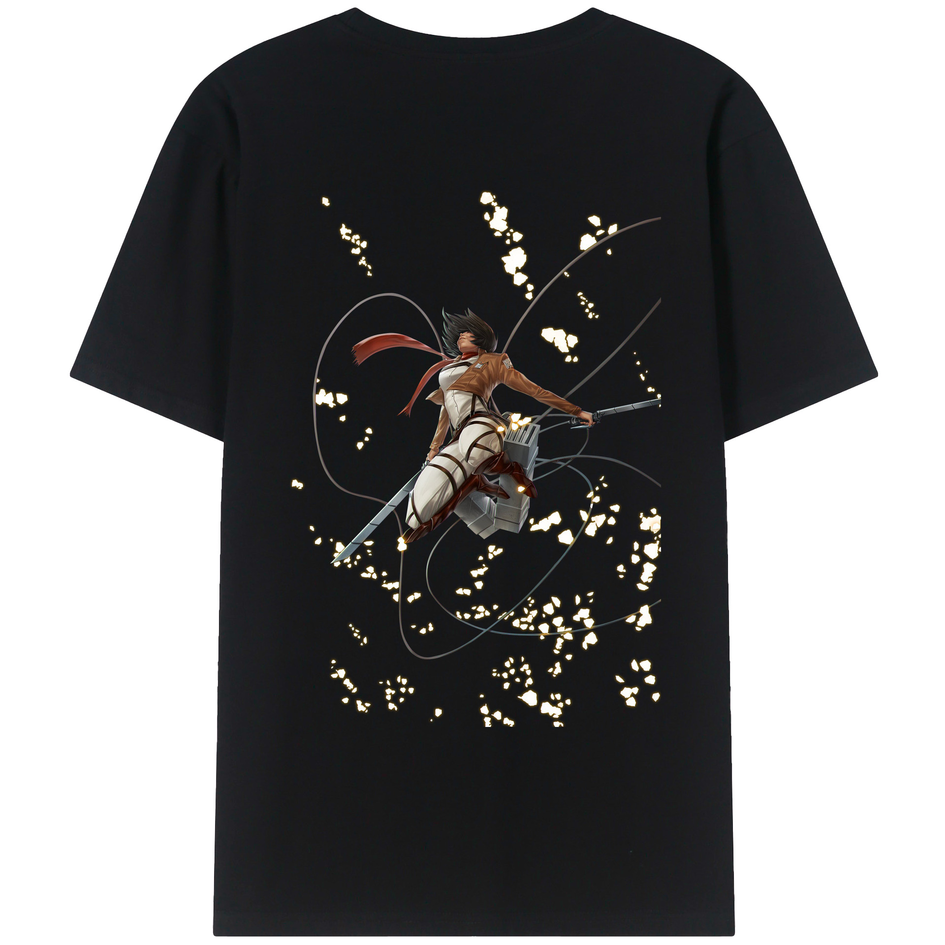 （画像用） 進撃の巨人 ミカサ·アッカーマン Attack on Titan Mikasa Ackerman レディース半袖Tシャツ(バックプリント)