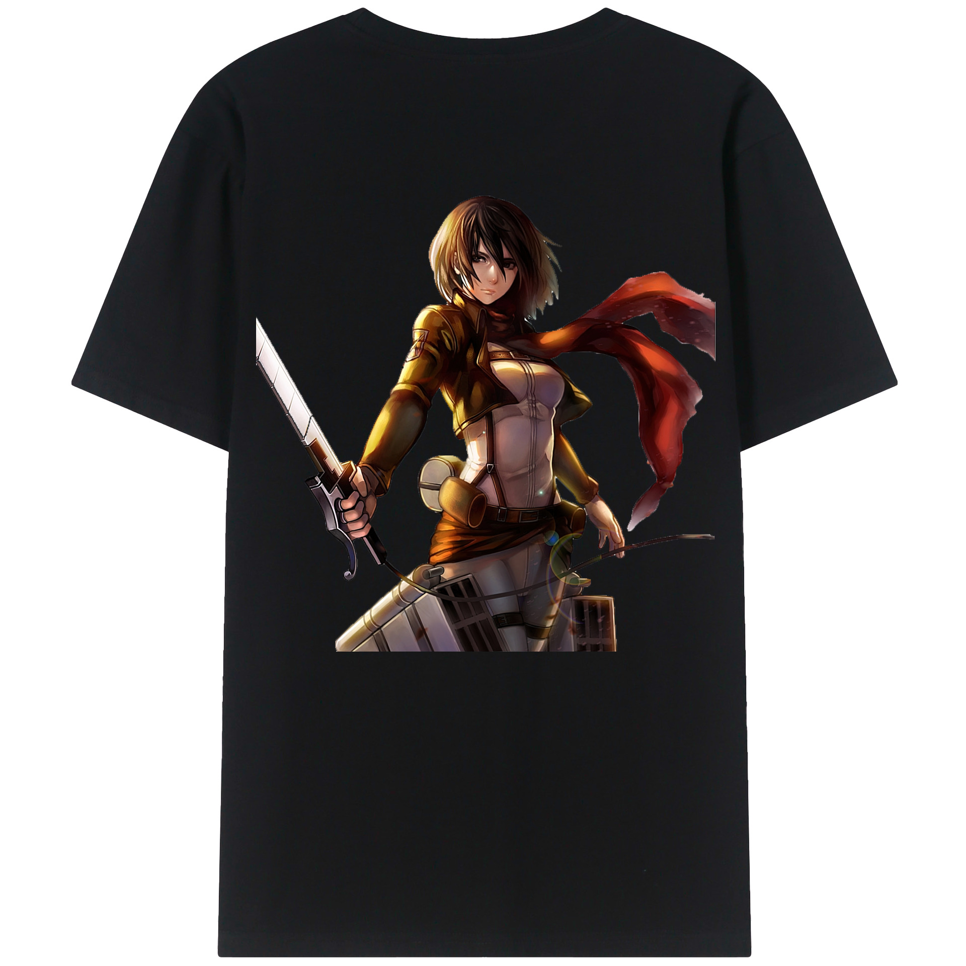 （画像用） 進撃の巨人 ミカサ·アッカーマン Attack on Titan Mikasa Ackerman レディース半袖Tシャツ(バックプリント)