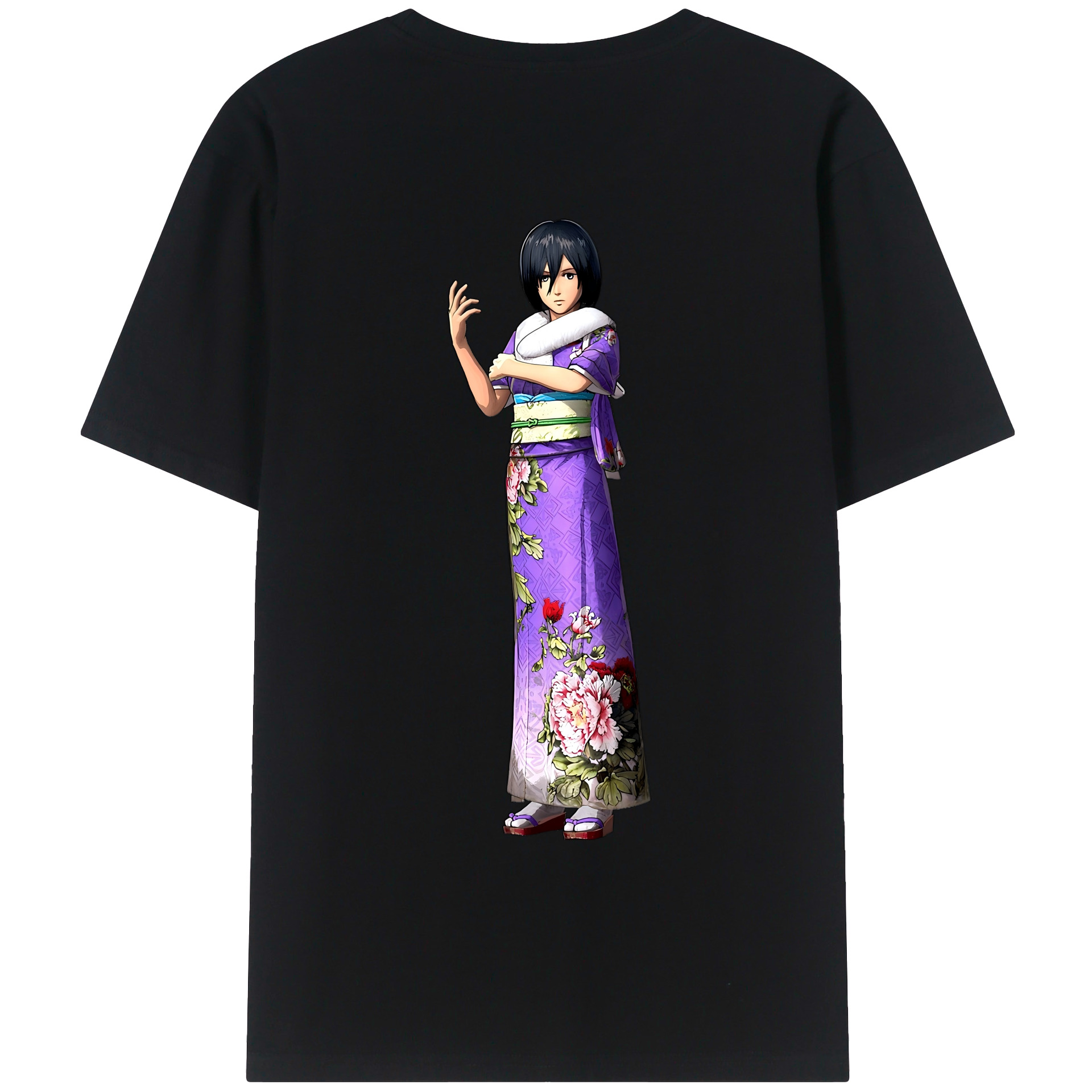 （画像用） 進撃の巨人 ミカサ·アッカーマン Attack on Titan Mikasa Ackerman レディース半袖Tシャツ(バックプリント)