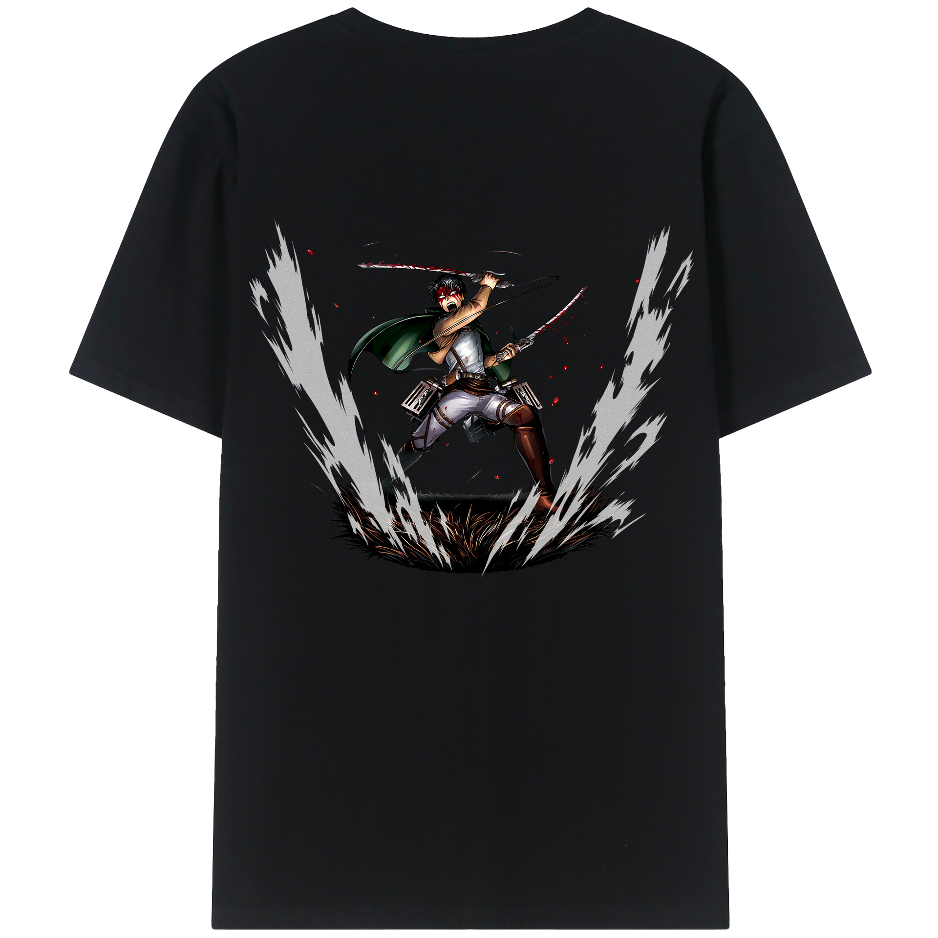 （画像用） 進撃の巨人 リヴァイ·アッカーマン Attack on Titan Levi Ackerman レディース半袖Tシャツ(バックプリント)