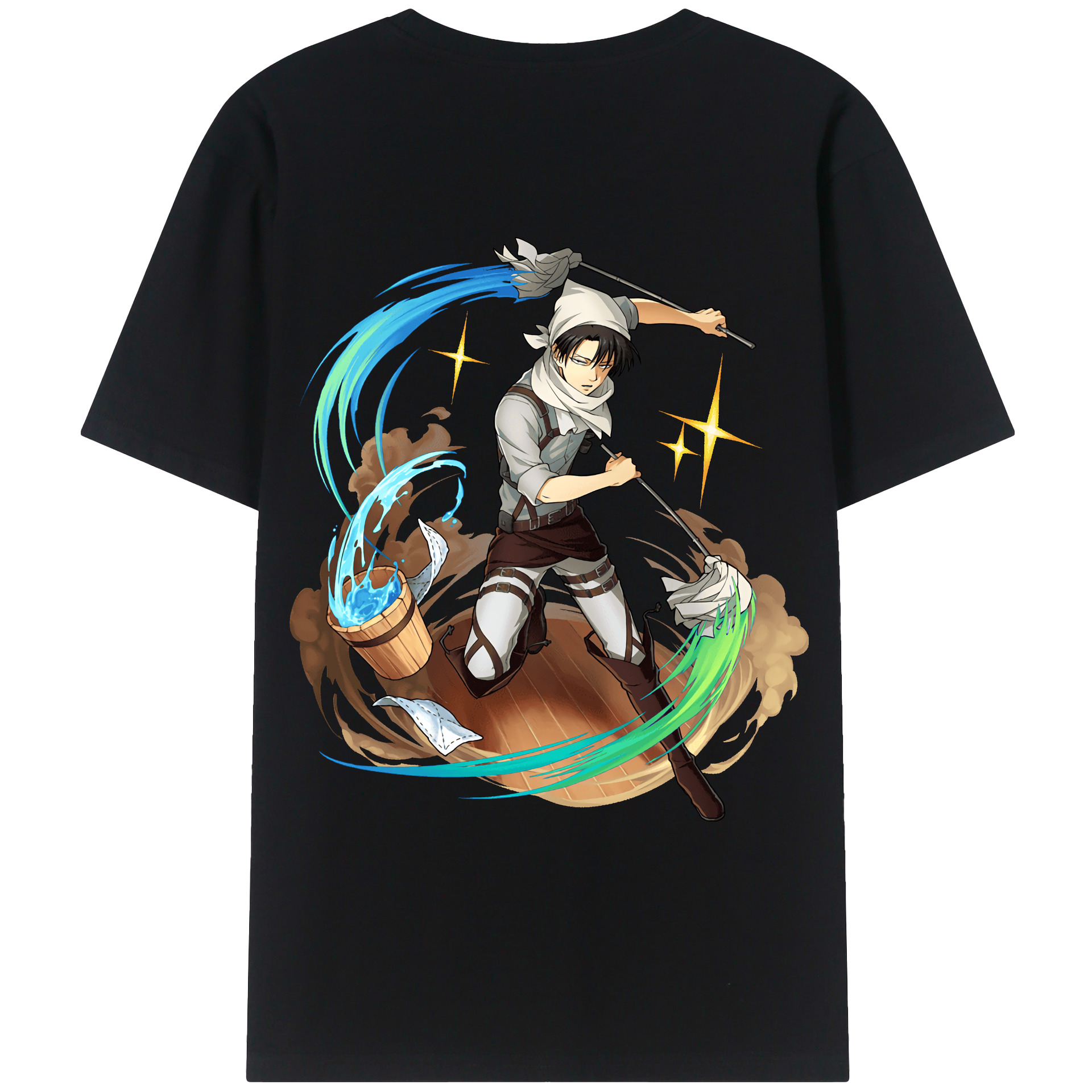 （画像用） 進撃の巨人 リヴァイ·アッカーマン Attack on Titan Levi Ackerman レディース半袖Tシャツ(バックプリント)