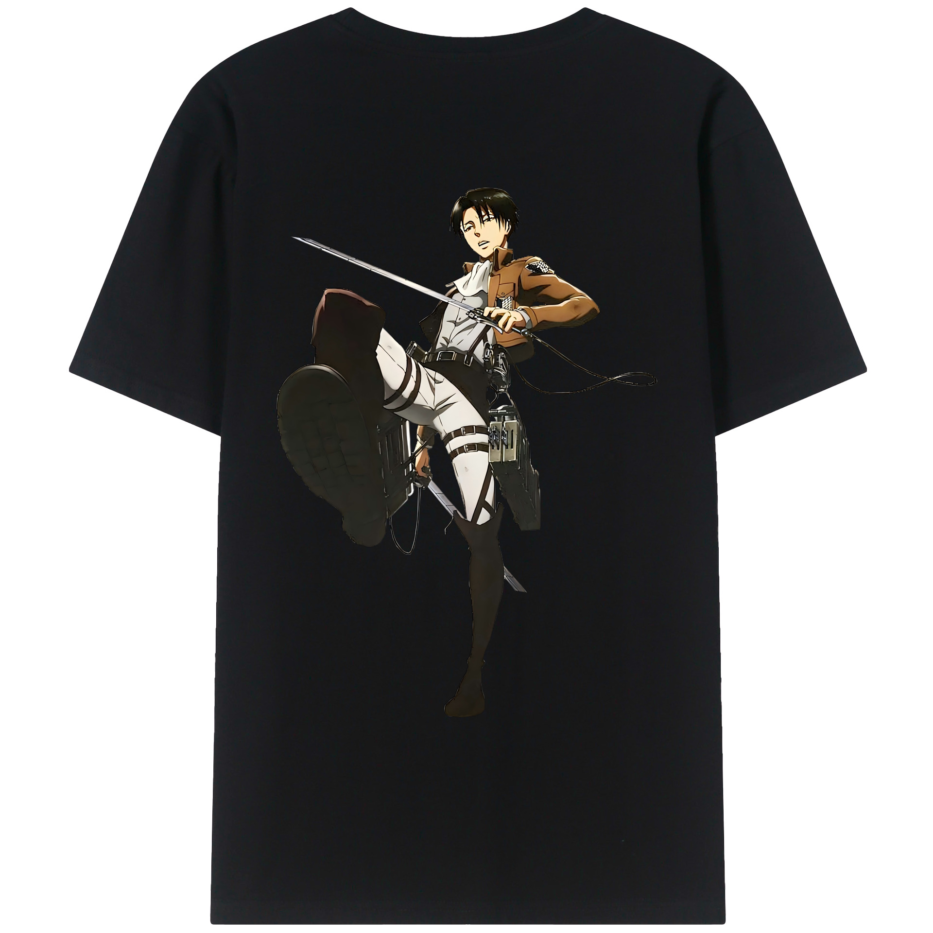 （画像用） 進撃の巨人 リヴァイ·アッカーマン Attack on Titan Levi Ackerman レディース半袖Tシャツ(バックプリント)