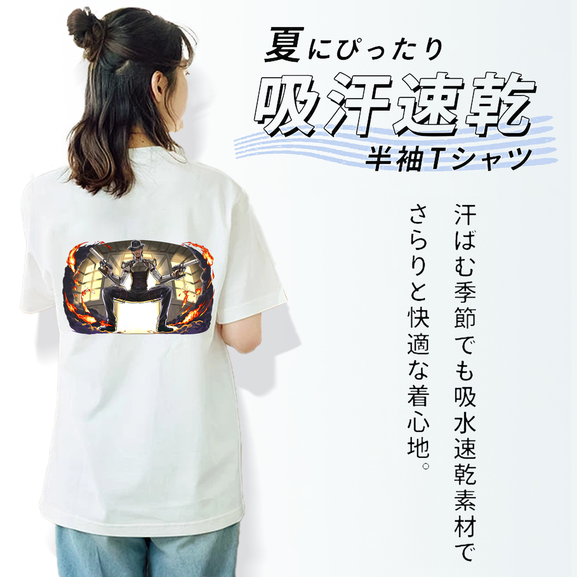進撃の巨人 ケニー·アッカーマン Attack on Titan Kenny Ackerman レディース半袖Tシャツ(バックプリント)