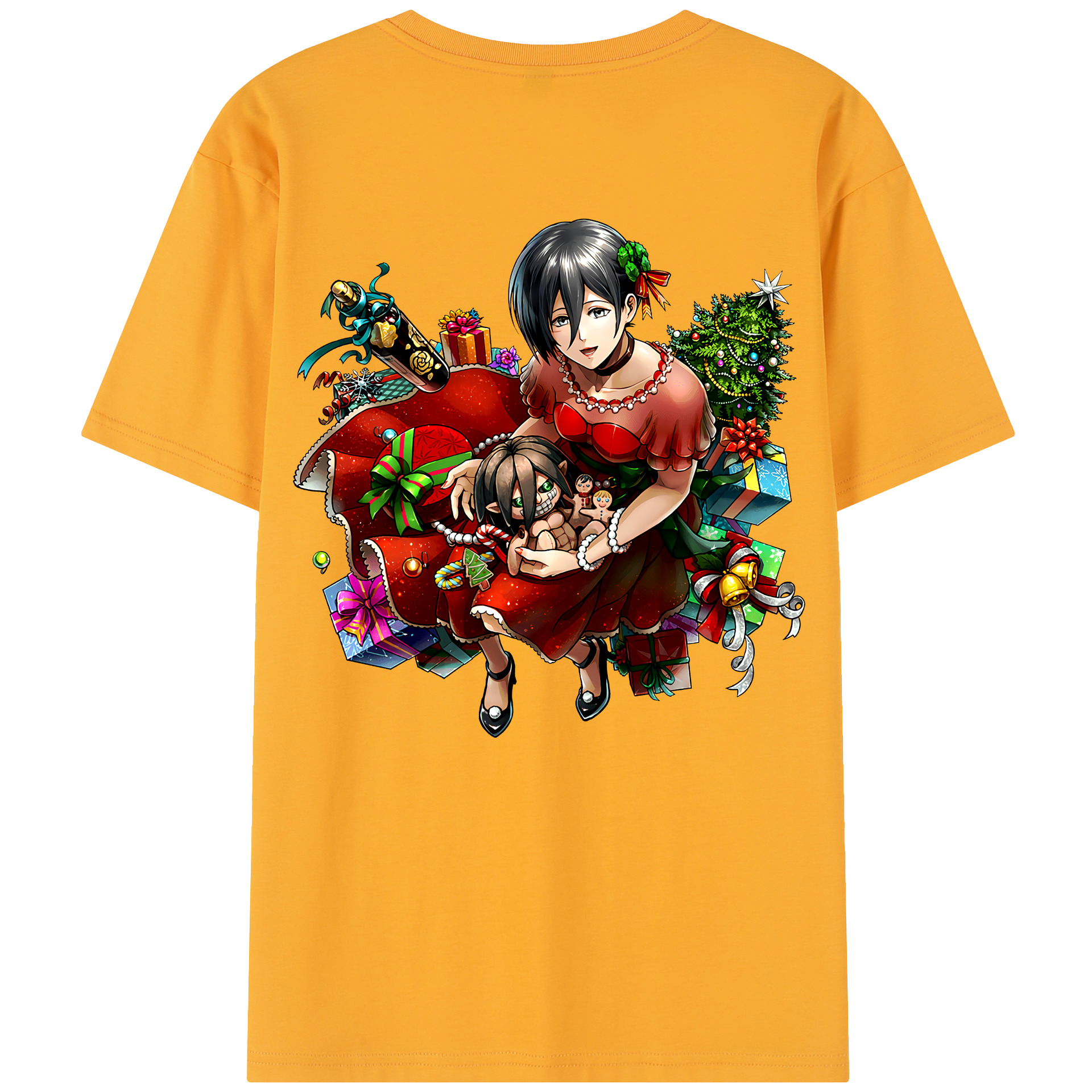 （画像用） 進撃の巨人 ミカサ·アッカーマン Attack on Titan Mikasa Ackerman レディース半袖Tシャツ(バックプリント)
