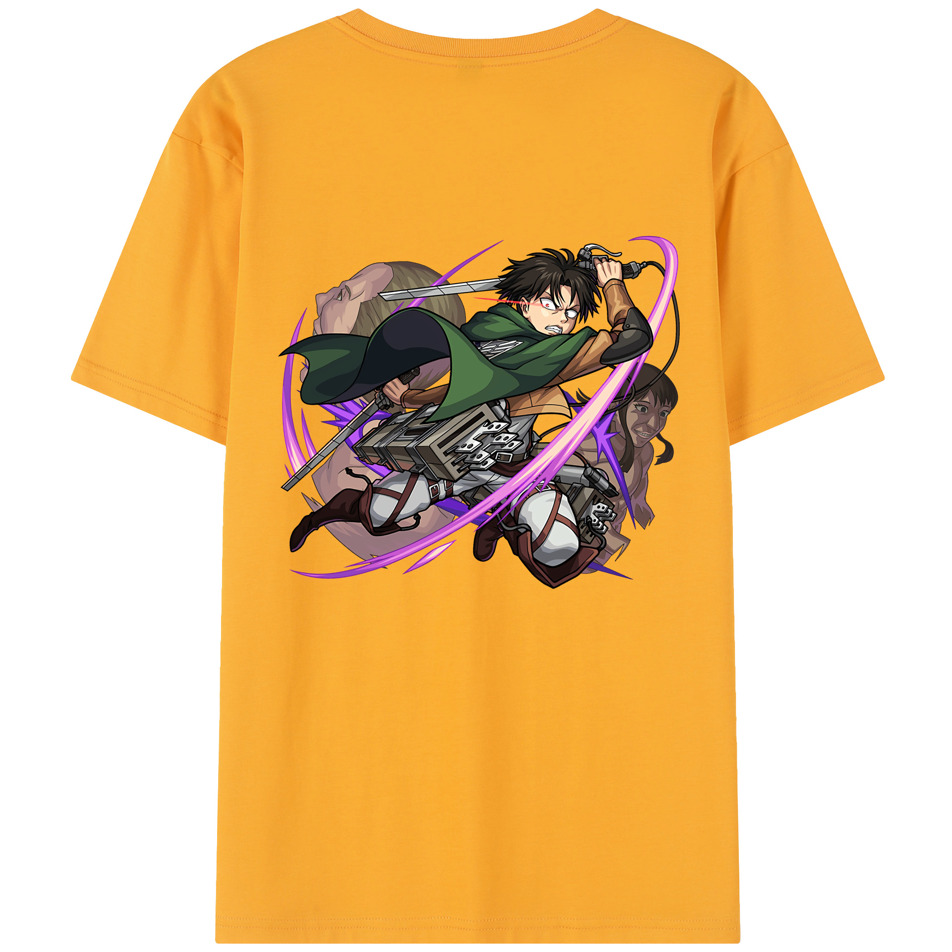（画像用） 進撃の巨人 リヴァイ·アッカーマン Attack on Titan Levi Ackerman レディース半袖Tシャツ(バックプリント)
