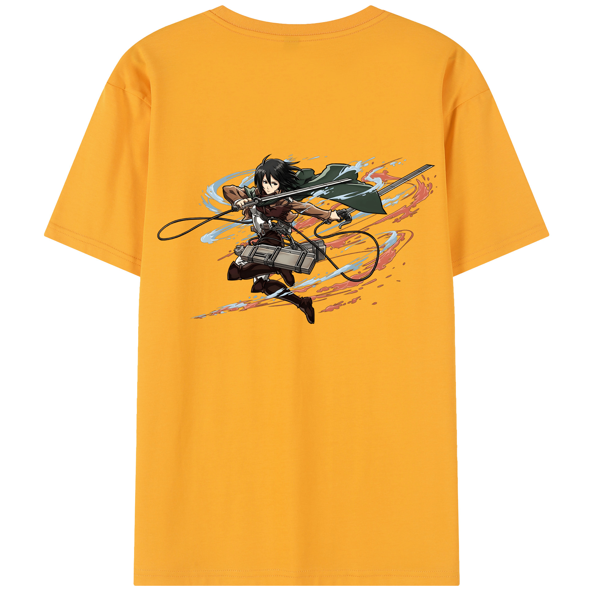 （画像用） 進撃の巨人 ミカサ·アッカーマン Attack on Titan Mikasa Ackerman レディース半袖Tシャツ(バックプリント)