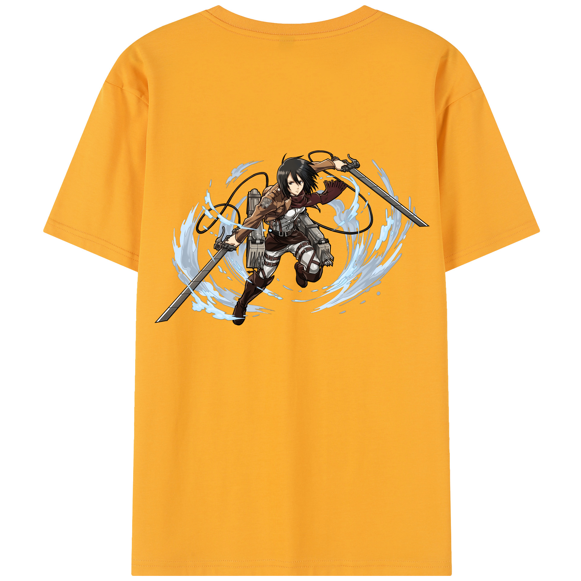 （画像用） 進撃の巨人 ミカサ·アッカーマン Attack on Titan Mikasa Ackerman レディース半袖Tシャツ(バックプリント)