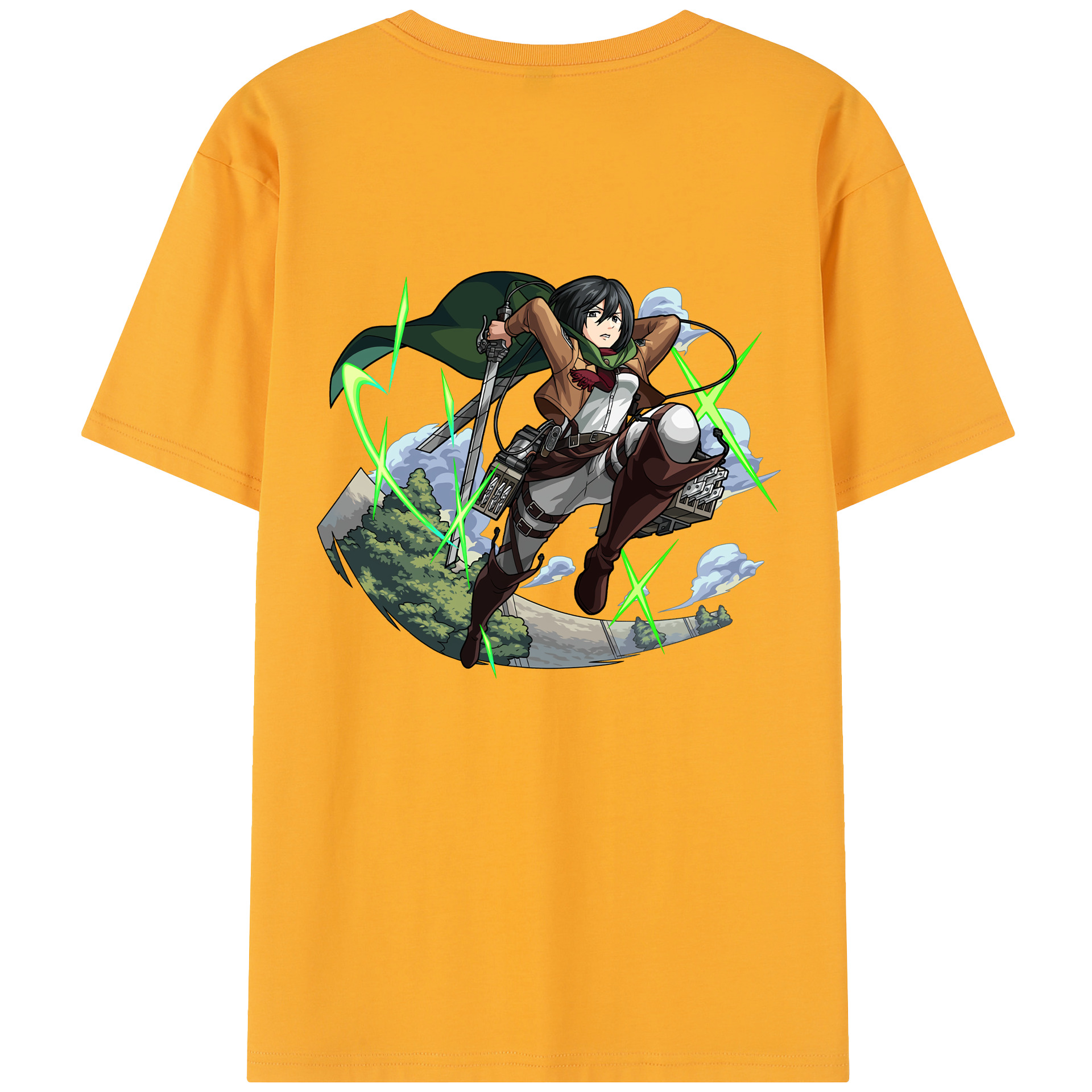 （画像用） 進撃の巨人 ミカサ·アッカーマン Attack on Titan Mikasa Ackerman レディース半袖Tシャツ(バックプリント)