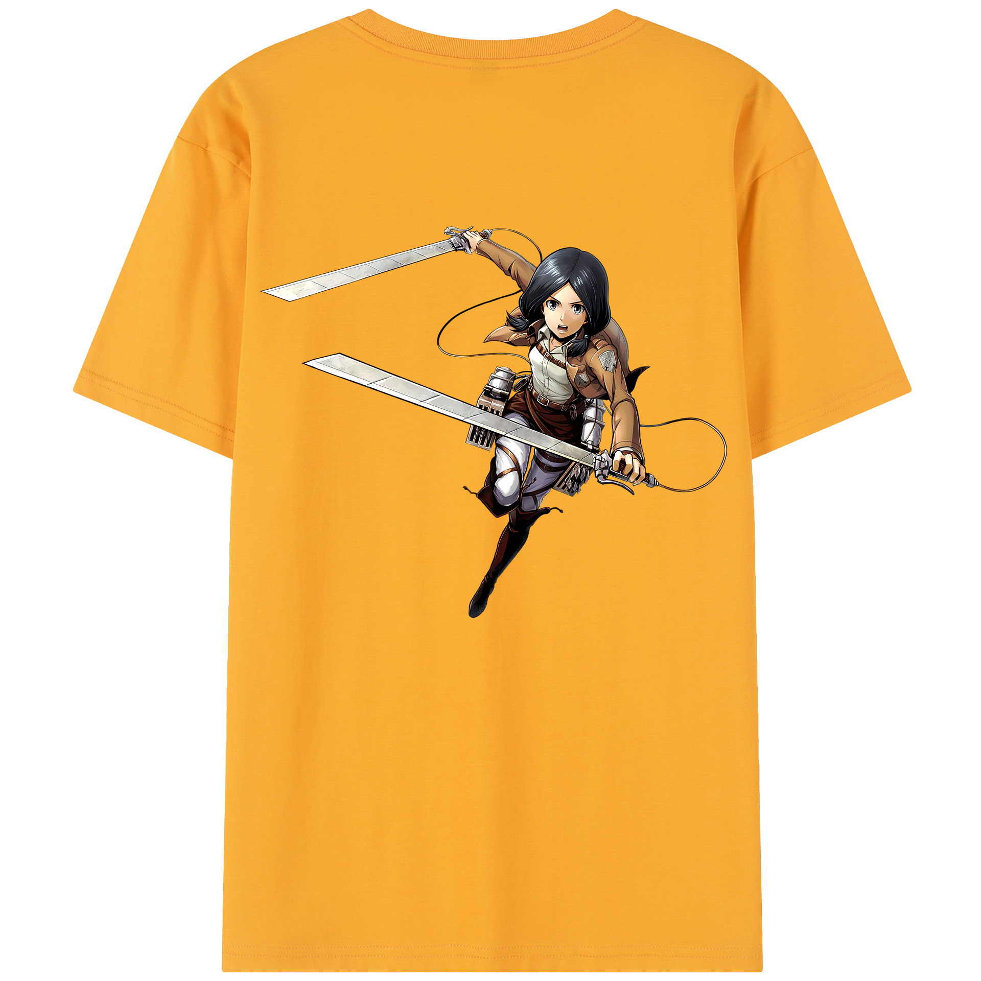 （画像用） 進撃の巨人 ミカサ·アッカーマン Attack on Titan Mikasa Ackerman レディース半袖Tシャツ(バックプリント)