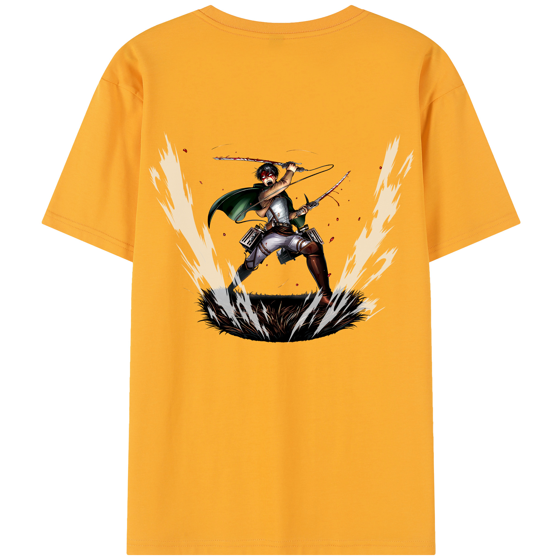 （画像用） 進撃の巨人 リヴァイ·アッカーマン Attack on Titan Levi Ackerman レディース半袖Tシャツ(バックプリント)