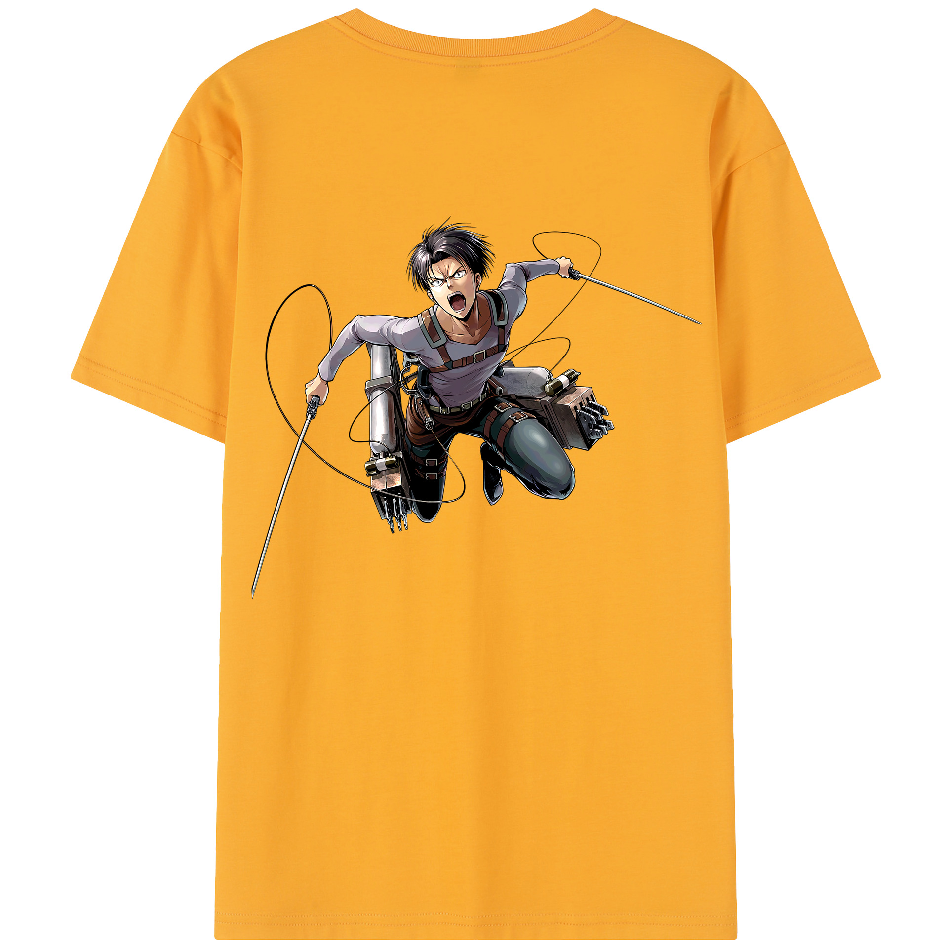（画像用） 進撃の巨人 リヴァイ·アッカーマン Attack on Titan Levi Ackerman レディース半袖Tシャツ(バックプリント)