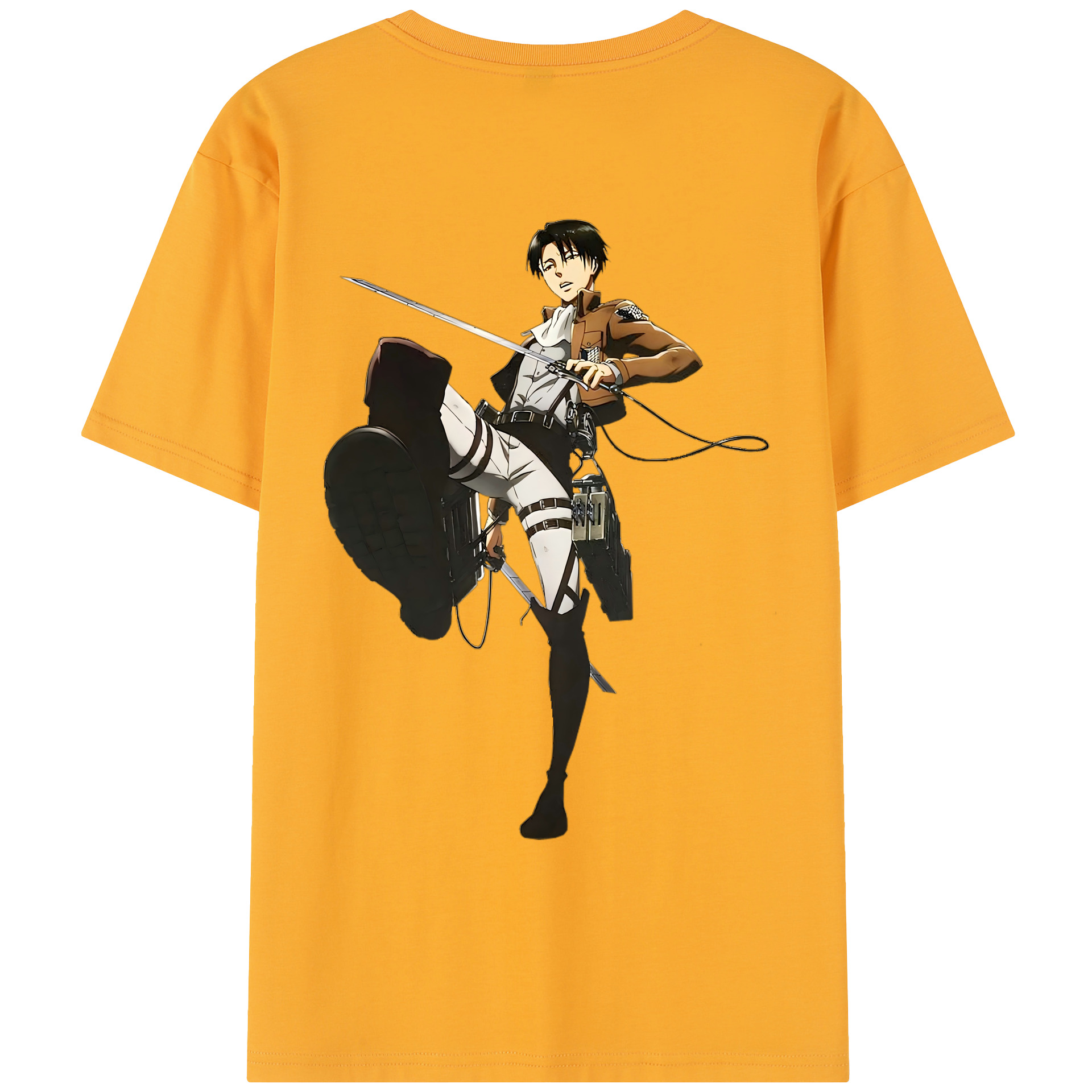 （画像用） 進撃の巨人 リヴァイ·アッカーマン Attack on Titan Levi Ackerman レディース半袖Tシャツ(バックプリント)