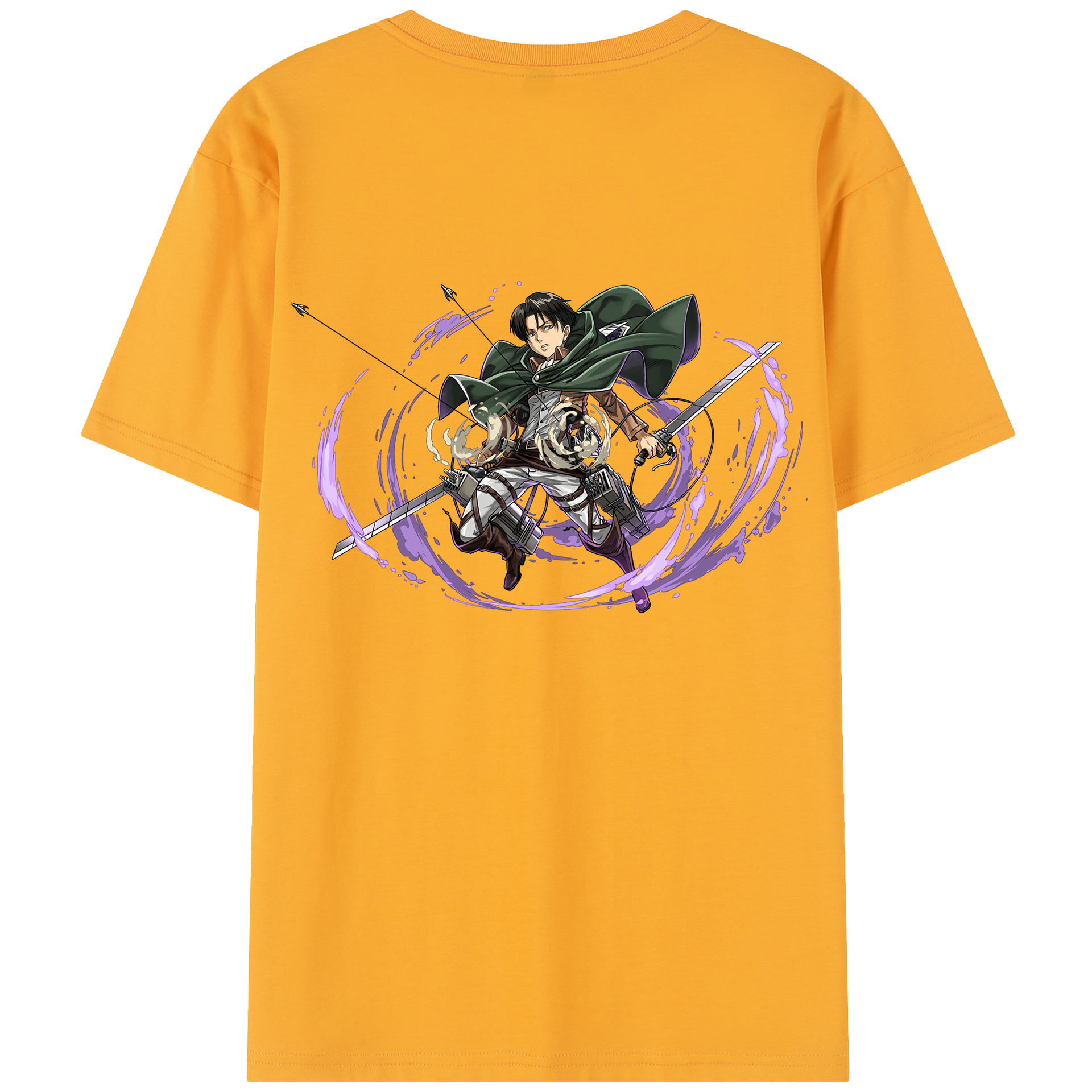 （画像用） 進撃の巨人 リヴァイ·アッカーマン Attack on Titan Levi Ackerman レディース半袖Tシャツ(バックプリント)