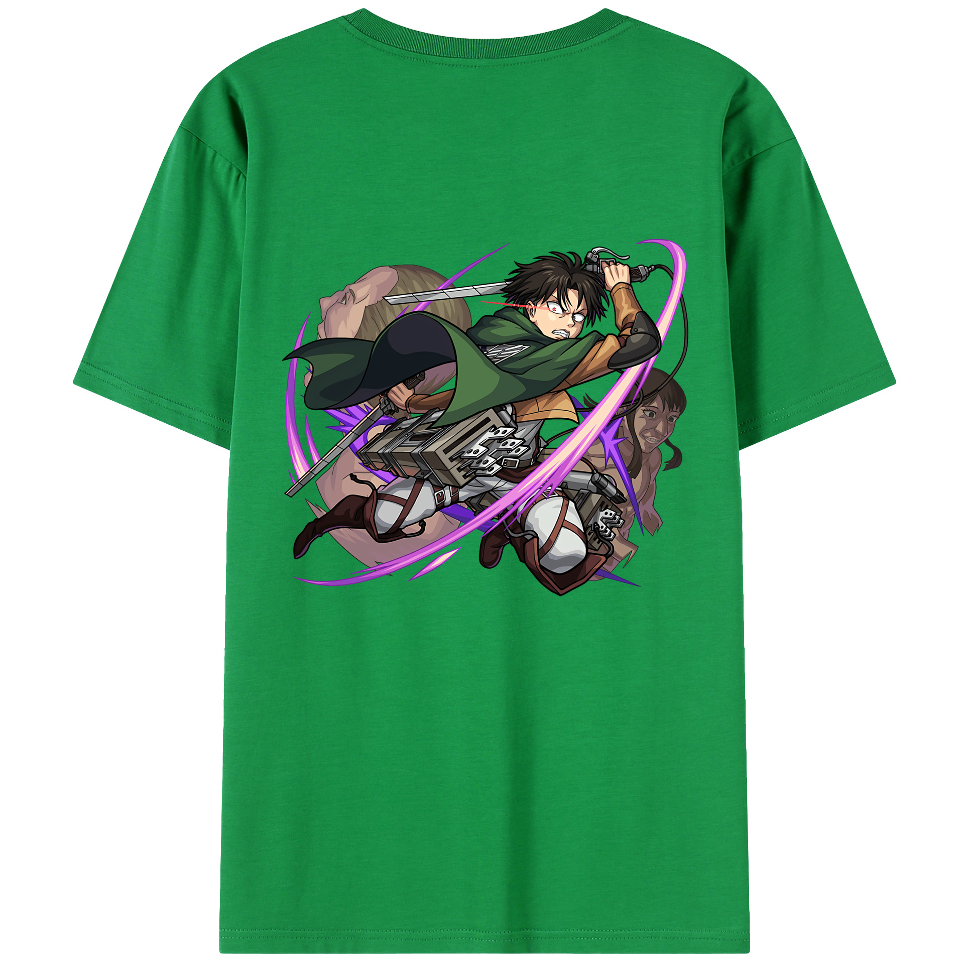 （画像用） 進撃の巨人 リヴァイ·アッカーマン Attack on Titan Levi Ackerman レディース半袖Tシャツ(バックプリント)