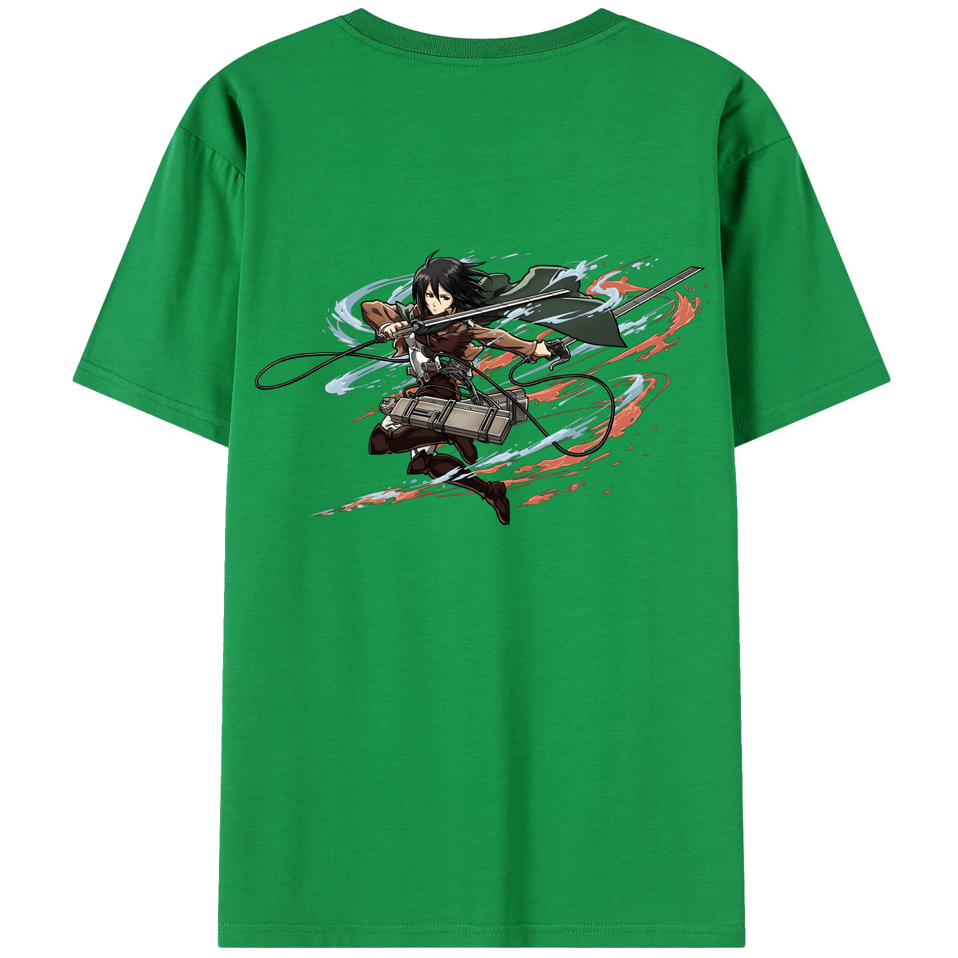 （画像用） 進撃の巨人 ミカサ·アッカーマン Attack on Titan Mikasa Ackerman レディース半袖Tシャツ(バックプリント)
