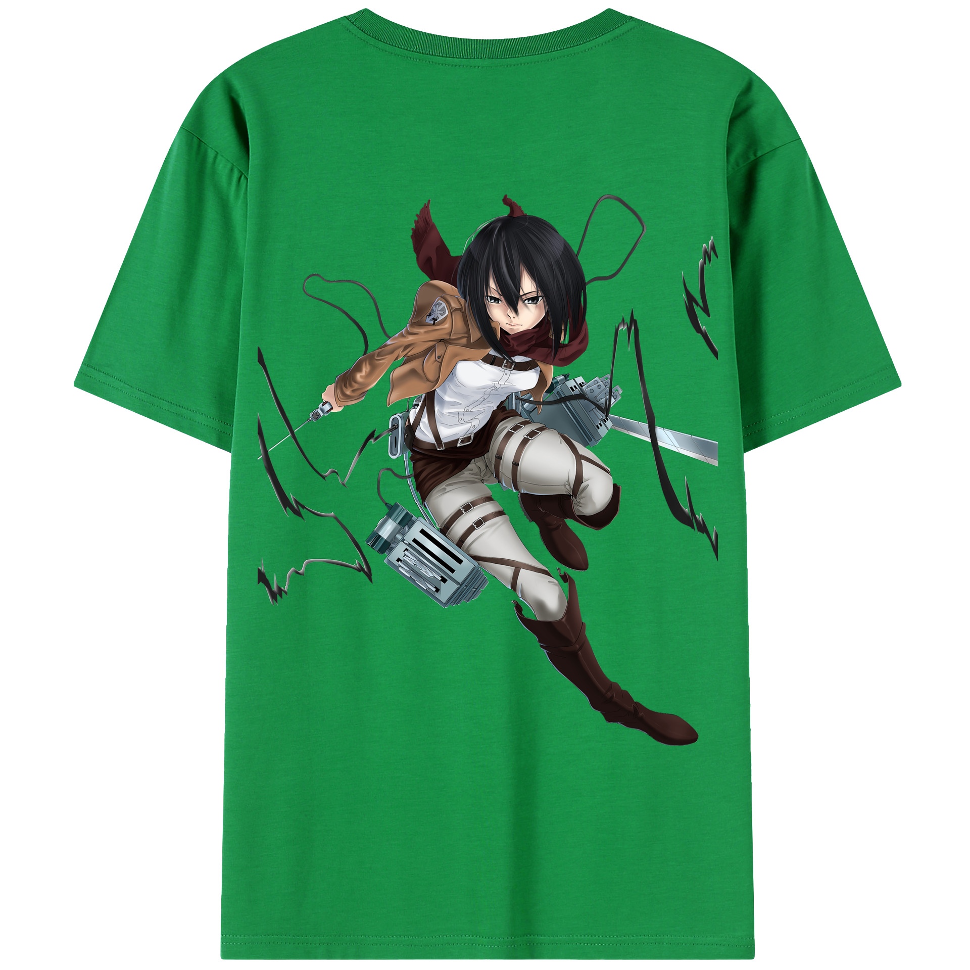 （画像用） 進撃の巨人 ミカサ·アッカーマン Attack on Titan Mikasa Ackerman レディース半袖Tシャツ(バックプリント)