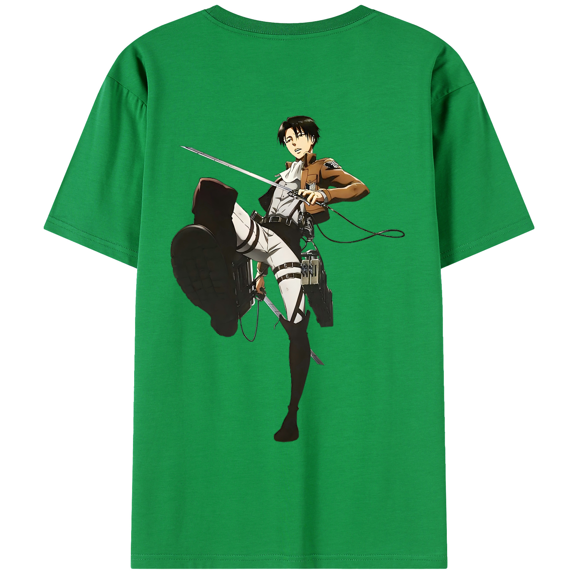 （画像用） 進撃の巨人 リヴァイ·アッカーマン Attack on Titan Levi Ackerman レディース半袖Tシャツ(バックプリント)