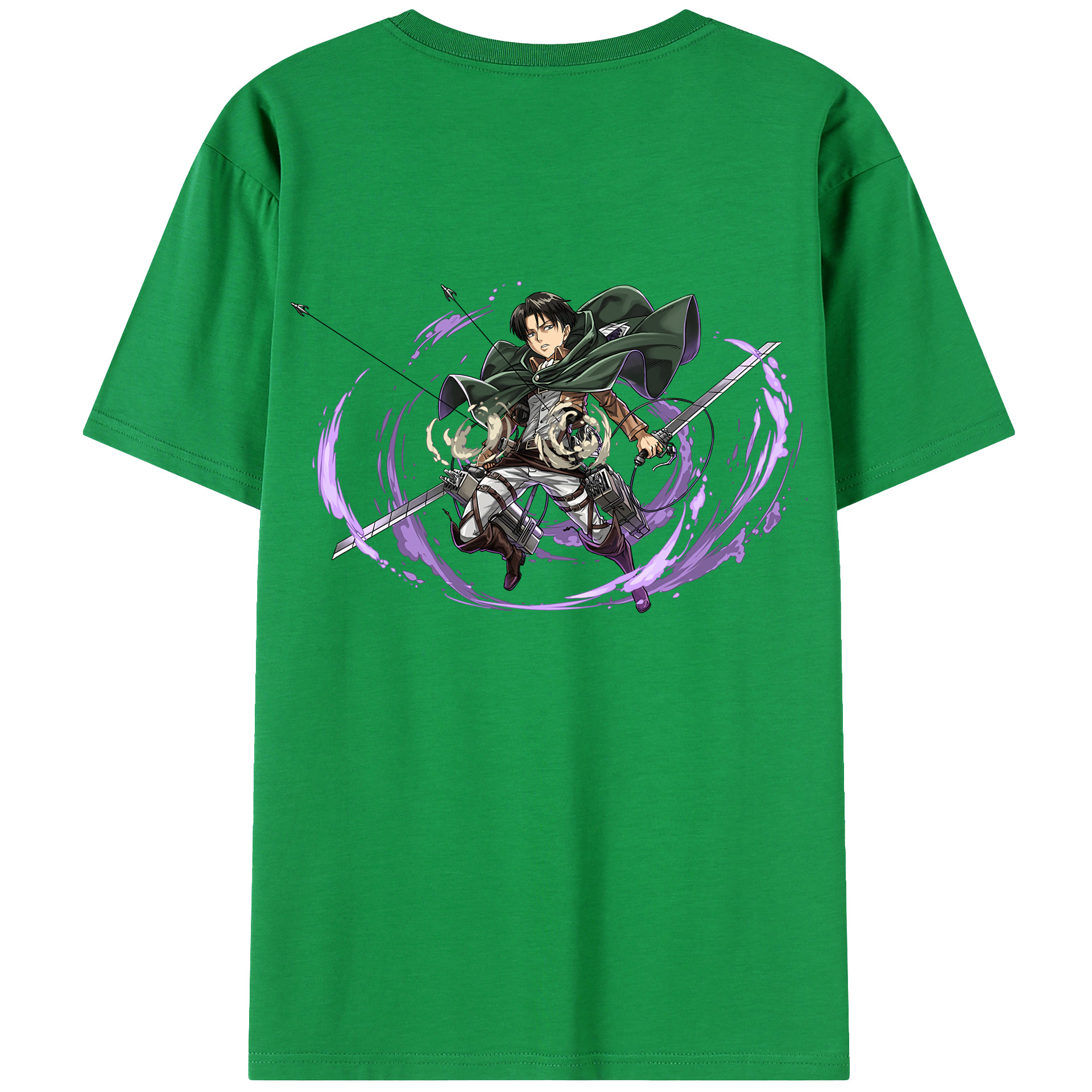 （画像用） 進撃の巨人 リヴァイ·アッカーマン Attack on Titan Levi Ackerman レディース半袖Tシャツ(バックプリント)