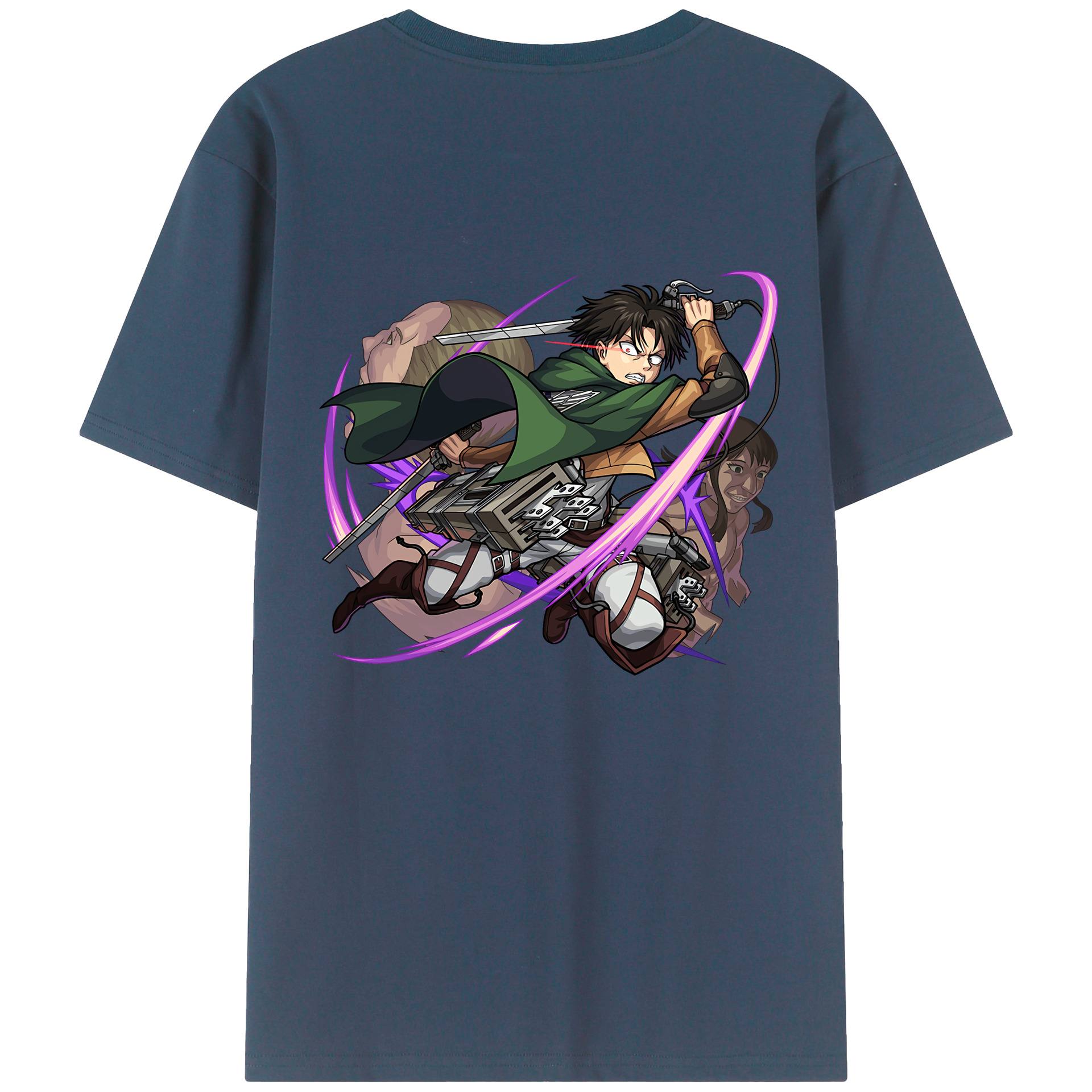 （画像用） 進撃の巨人 リヴァイ·アッカーマン Attack on Titan Levi Ackerman レディース半袖Tシャツ(バックプリント)