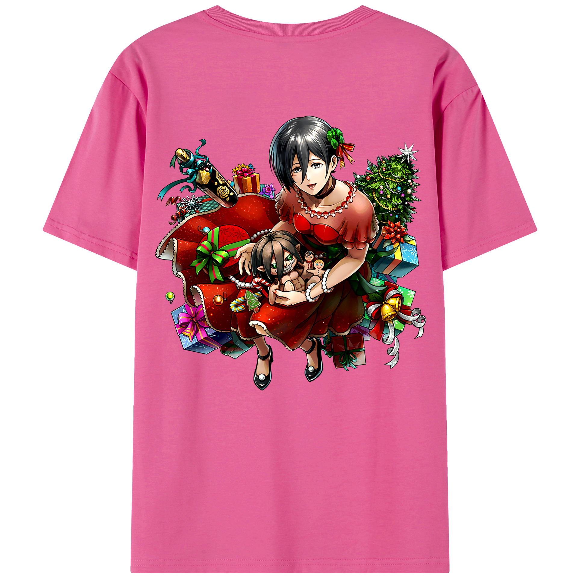 （画像用） 進撃の巨人 ミカサ·アッカーマン Attack on Titan Mikasa Ackerman レディース半袖Tシャツ(バックプリント)