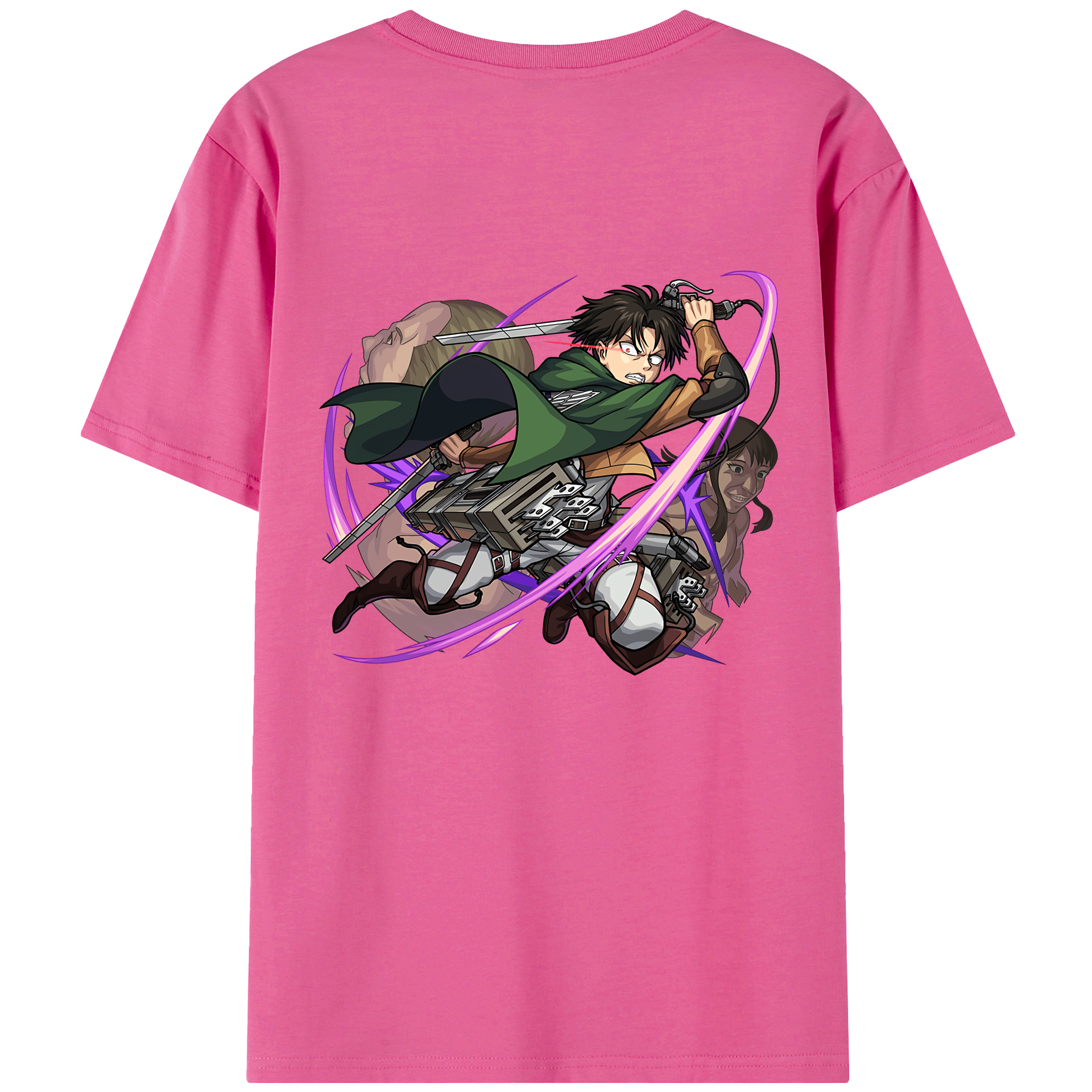 （画像用） 進撃の巨人 リヴァイ·アッカーマン Attack on Titan Levi Ackerman レディース半袖Tシャツ(バックプリント)