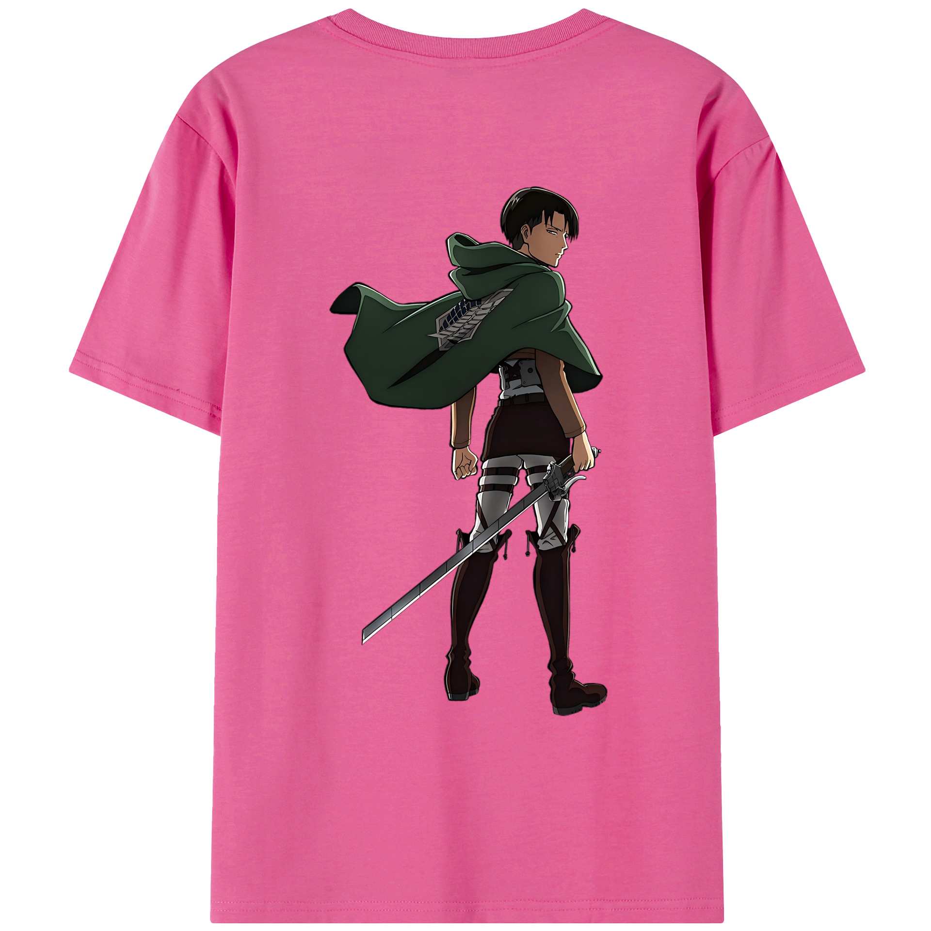 （画像用） 進撃の巨人 リヴァイ·アッカーマン Attack on Titan Levi Ackerman レディース半袖Tシャツ(バックプリント)