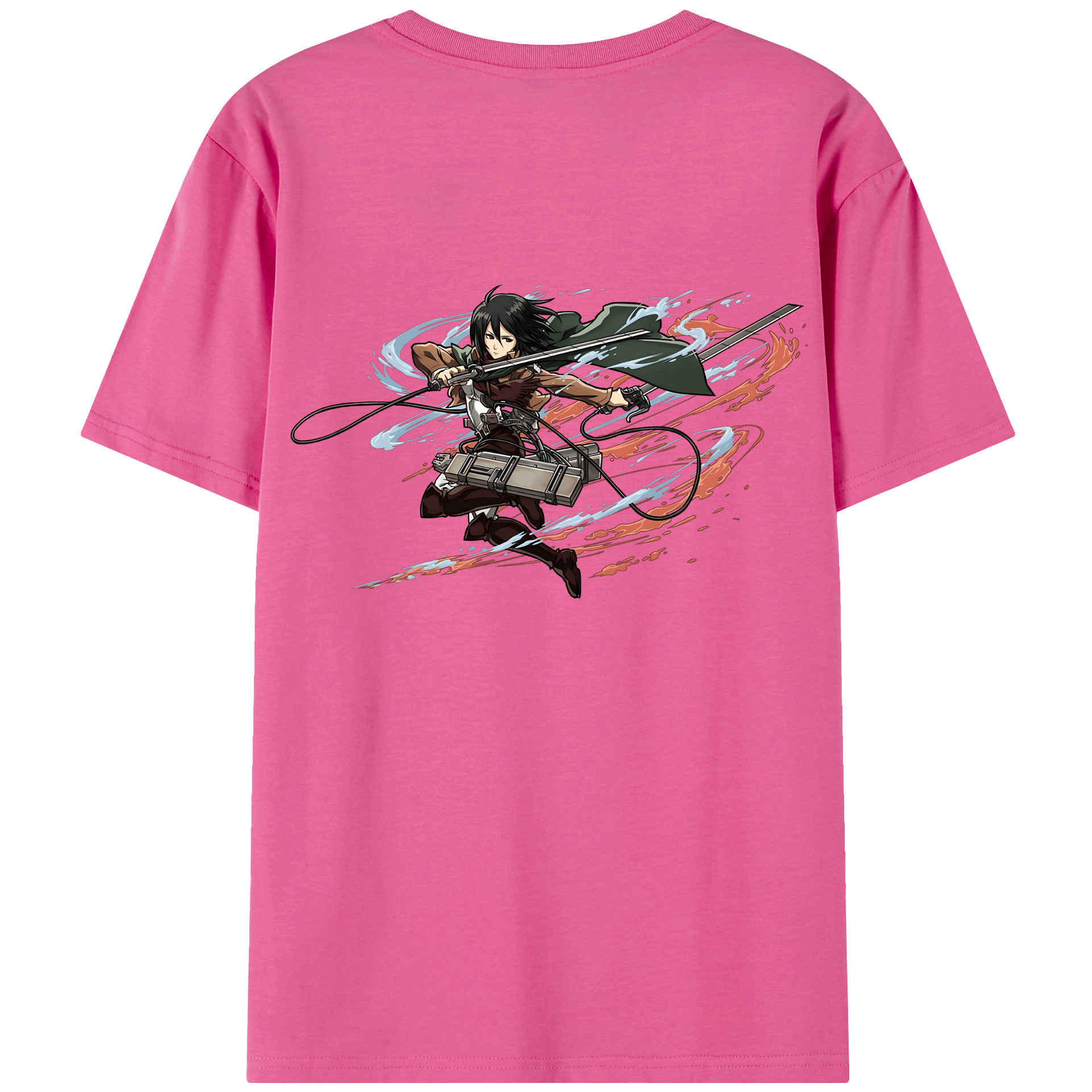 （画像用） 進撃の巨人 ミカサ·アッカーマン Attack on Titan Mikasa Ackerman レディース半袖Tシャツ(バックプリント)