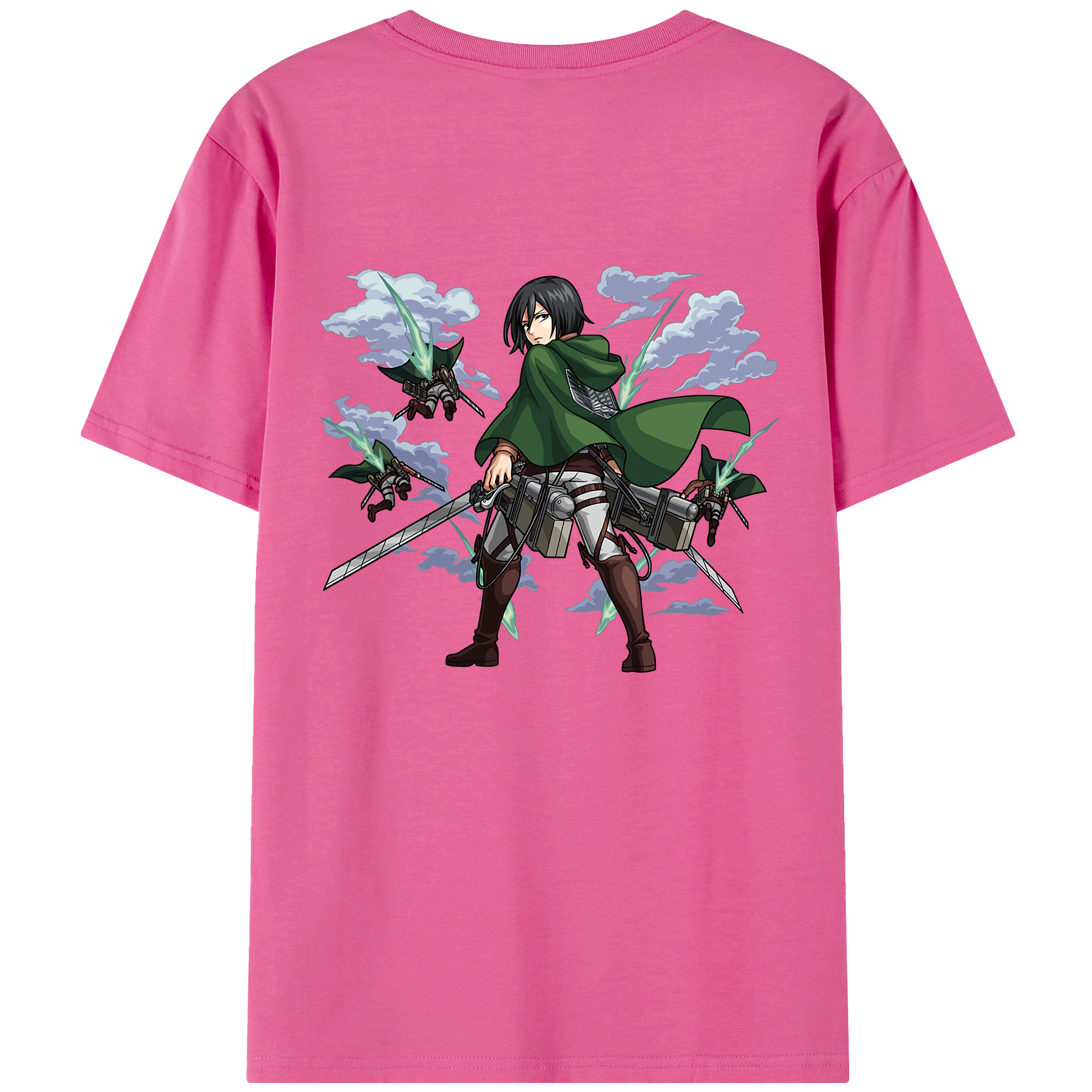 （画像用） 進撃の巨人 ミカサ·アッカーマン Attack on Titan Mikasa Ackerman レディース半袖Tシャツ(バックプリント)