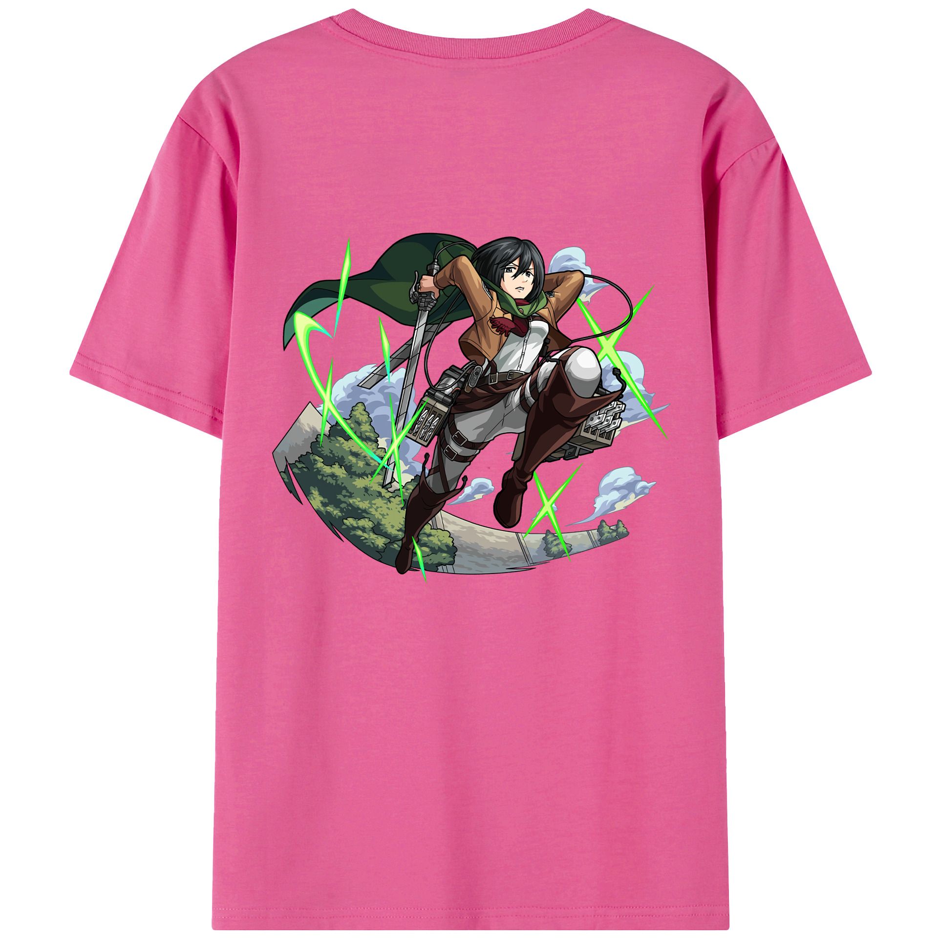 （画像用） 進撃の巨人 ミカサ·アッカーマン Attack on Titan Mikasa Ackerman レディース半袖Tシャツ(バックプリント)