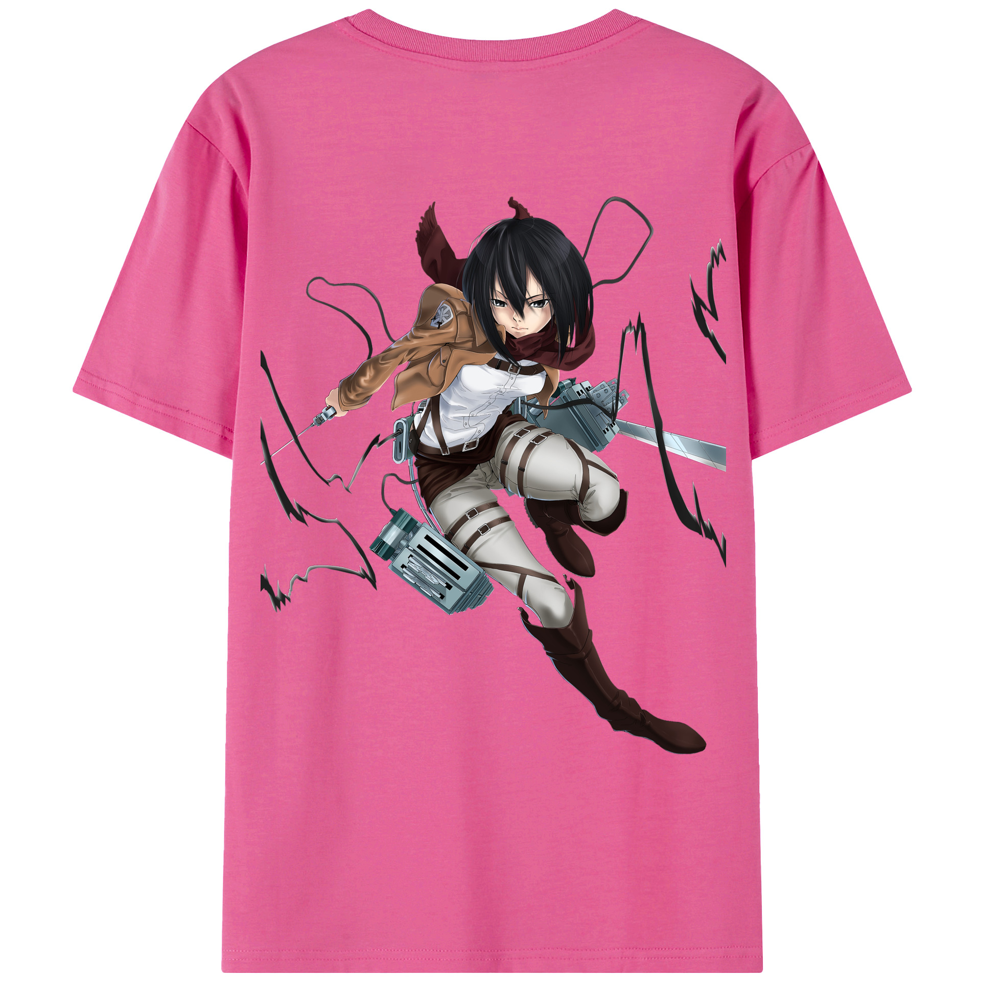 （画像用） 進撃の巨人 ミカサ·アッカーマン Attack on Titan Mikasa Ackerman レディース半袖Tシャツ(バックプリント)