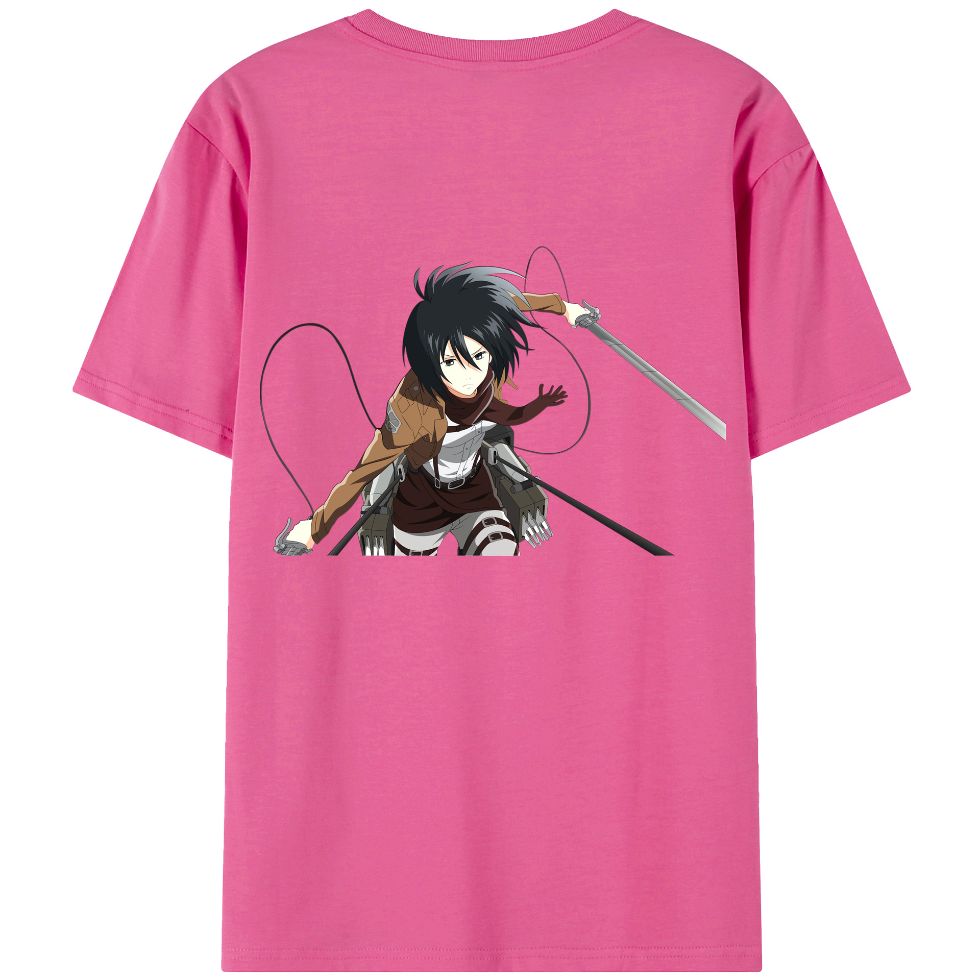 （画像用） 進撃の巨人 ミカサ·アッカーマン Attack on Titan Mikasa Ackerman レディース半袖Tシャツ(バックプリント)