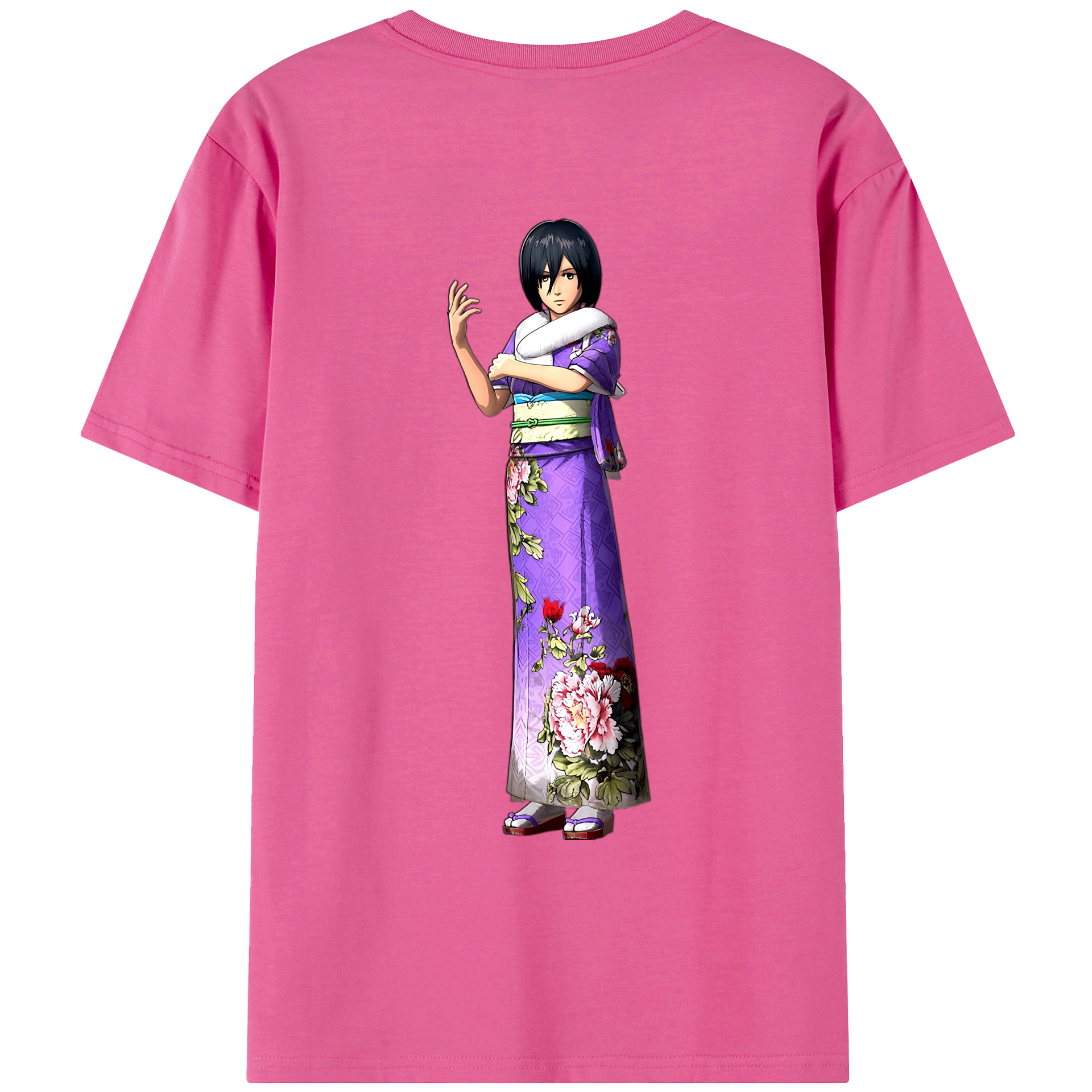 （画像用） 進撃の巨人 ミカサ·アッカーマン Attack on Titan Mikasa Ackerman レディース半袖Tシャツ(バックプリント)