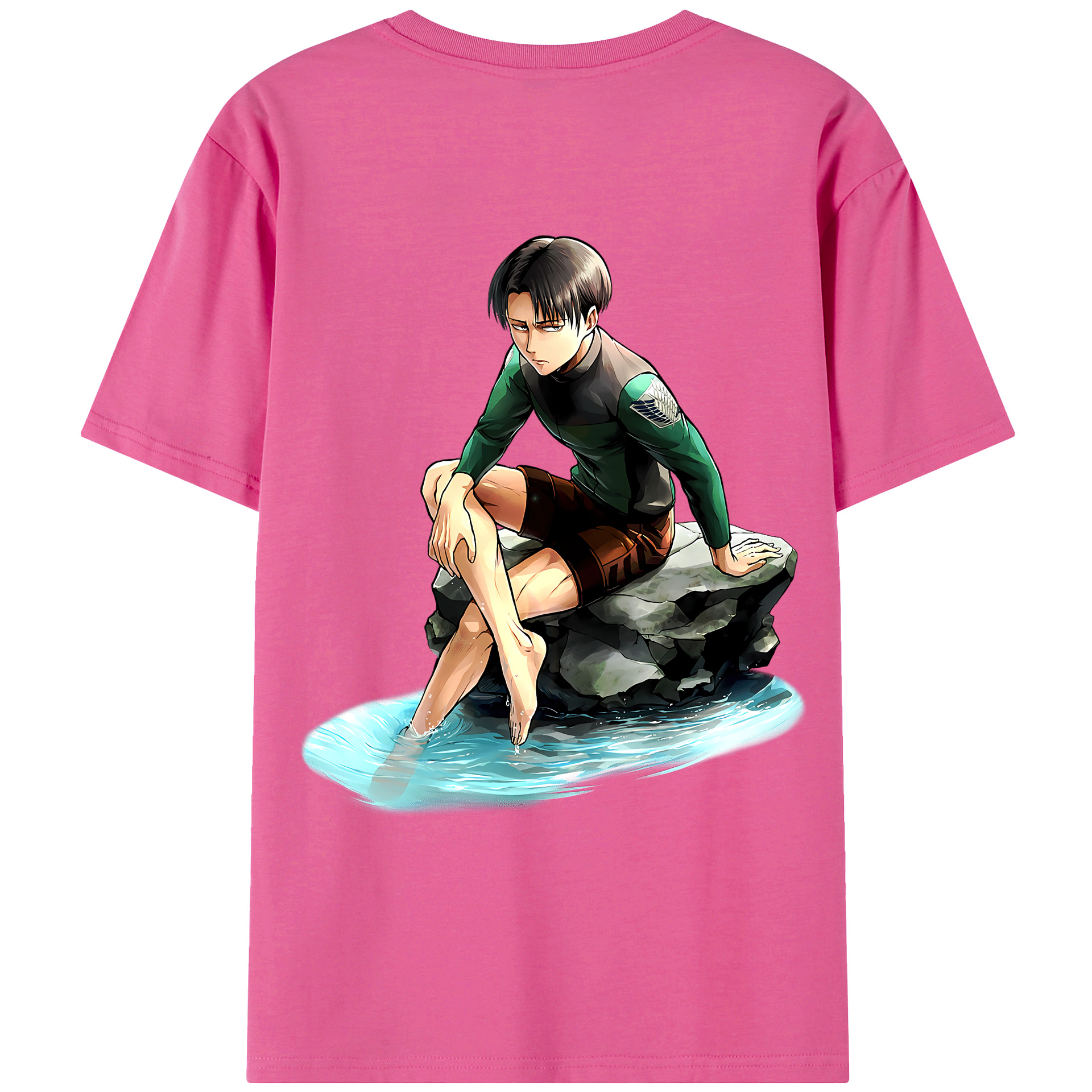 （画像用） 進撃の巨人 リヴァイ·アッカーマン Attack on Titan Levi Ackerman レディース半袖Tシャツ(バックプリント)