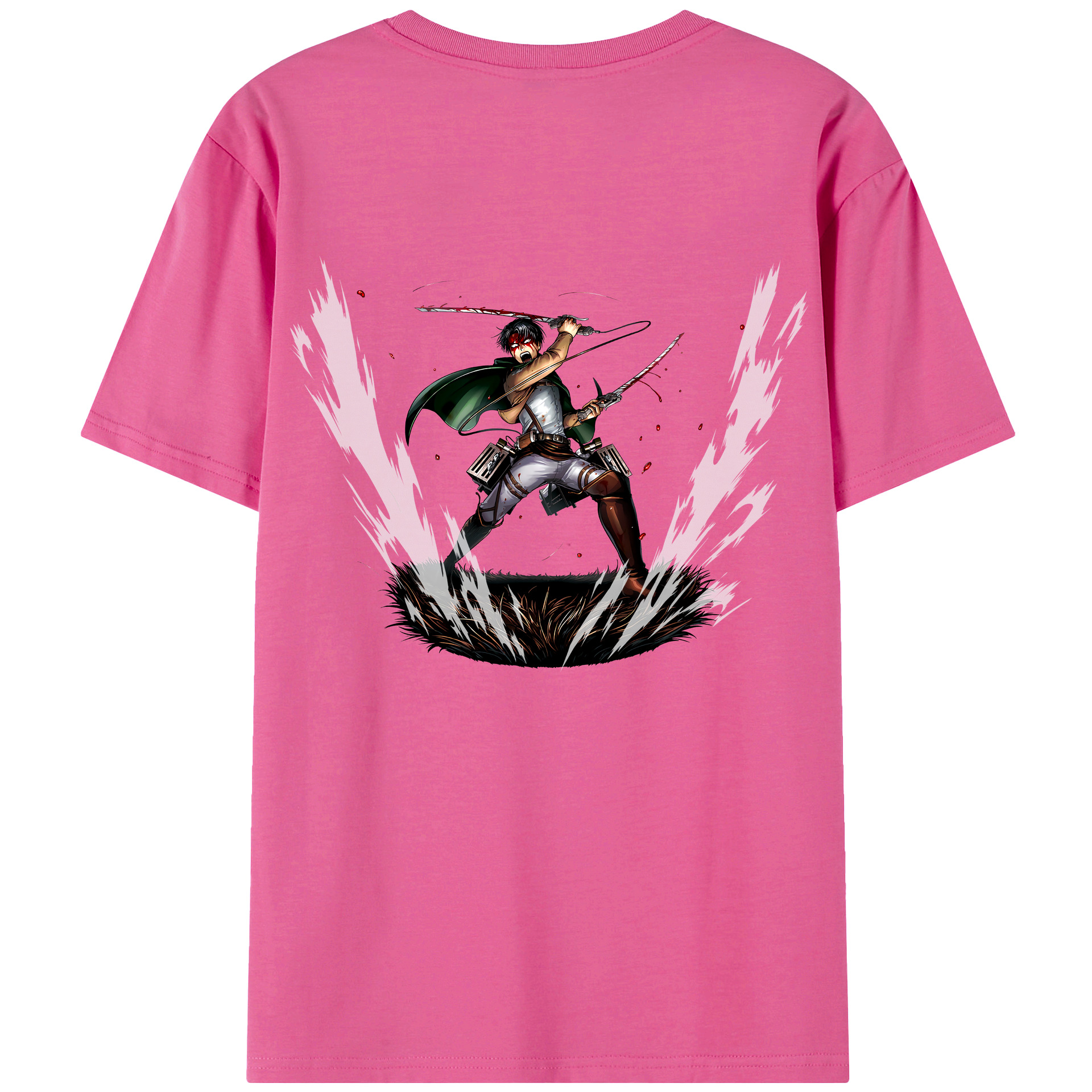 （画像用） 進撃の巨人 リヴァイ·アッカーマン Attack on Titan Levi Ackerman レディース半袖Tシャツ(バックプリント)