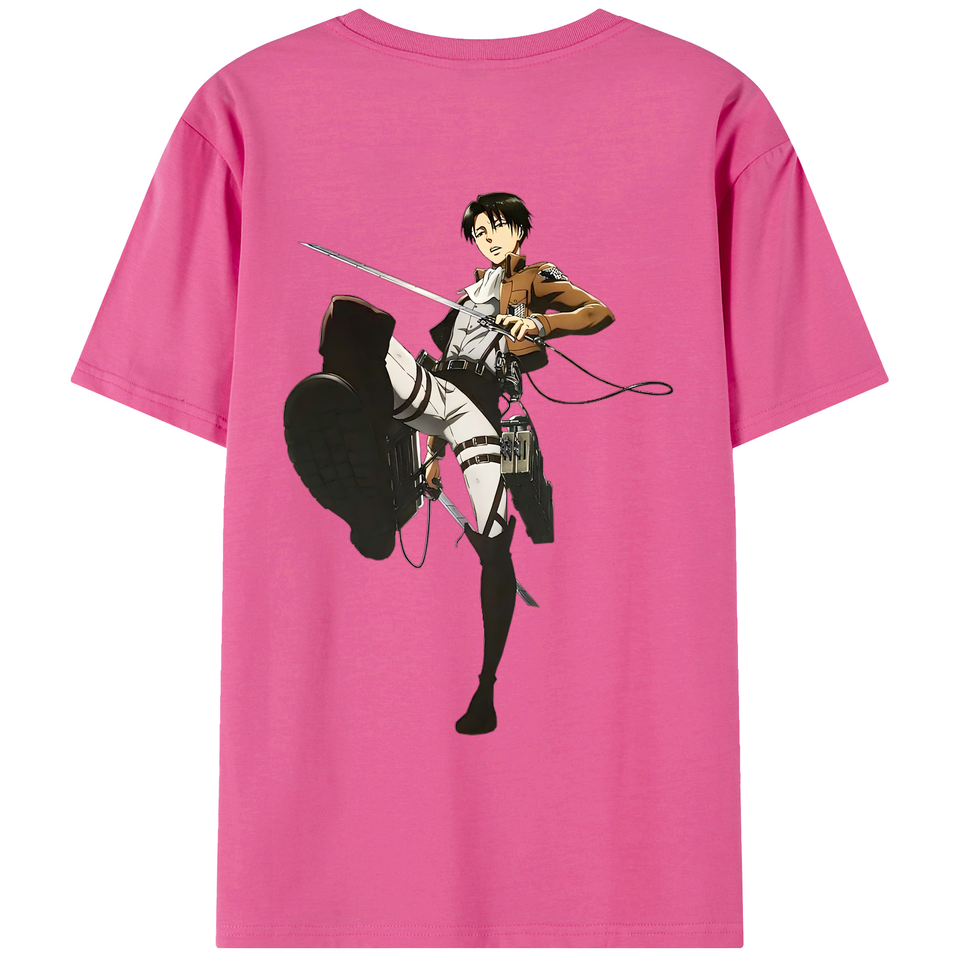 （画像用） 進撃の巨人 リヴァイ·アッカーマン Attack on Titan Levi Ackerman レディース半袖Tシャツ(バックプリント)