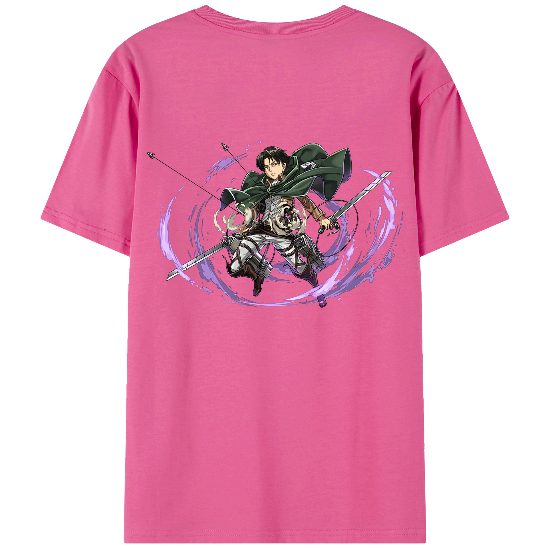 （画像用） 進撃の巨人 リヴァイ·アッカーマン Attack on Titan Levi Ackerman レディース半袖Tシャツ(バックプリント)