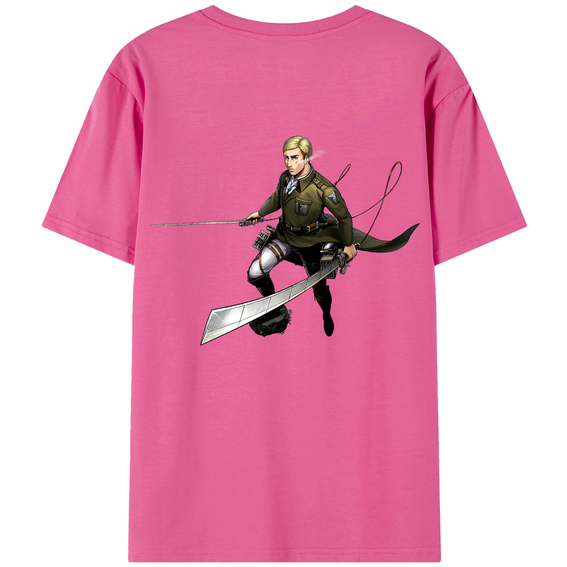 （画像用） 進撃の巨人 エルヴィン・スミス Attack on Titan Erwin Smith レディース半袖Tシャツ(バックプリント)