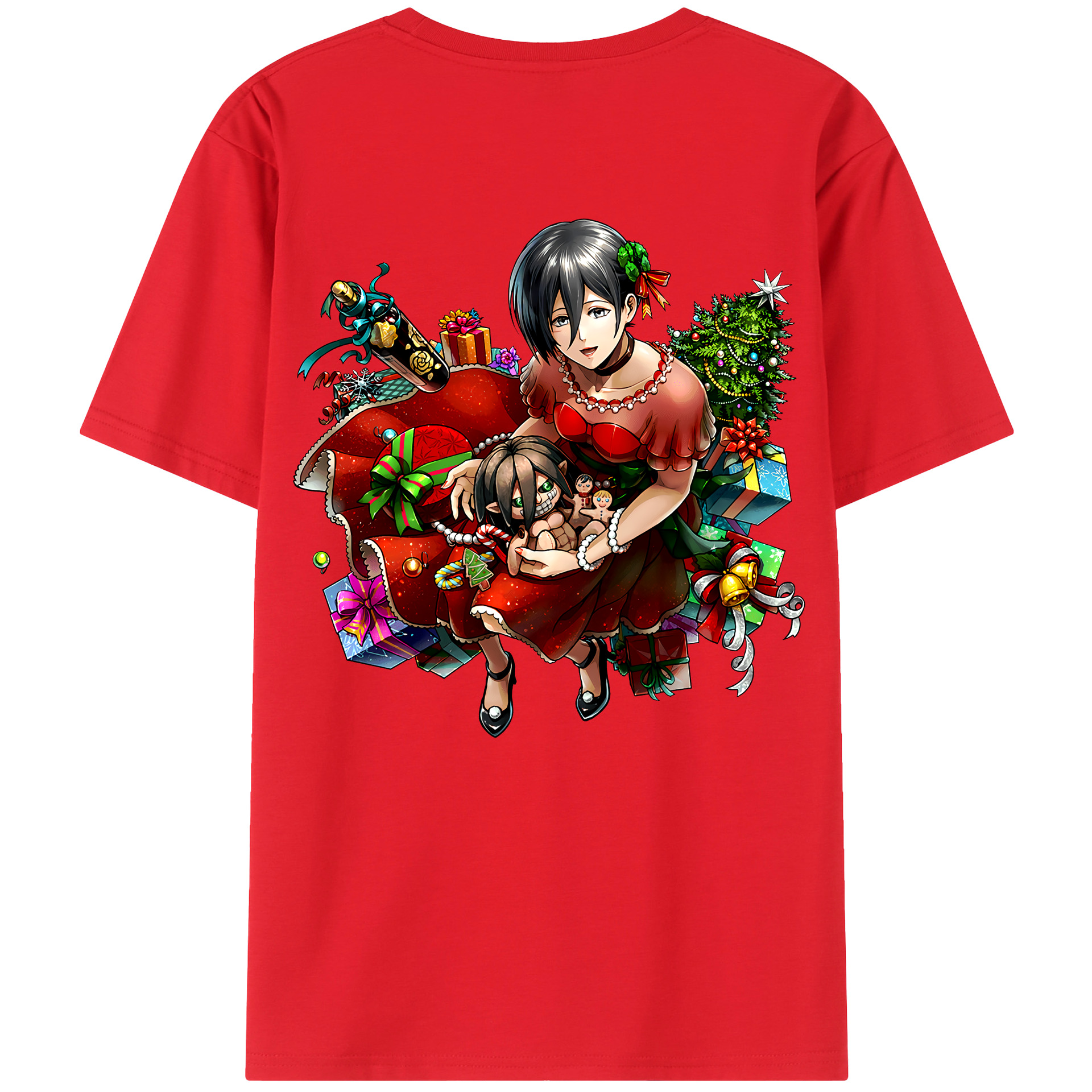 （画像用） 進撃の巨人 ミカサ·アッカーマン Attack on Titan Mikasa Ackerman レディース半袖Tシャツ(バックプリント)