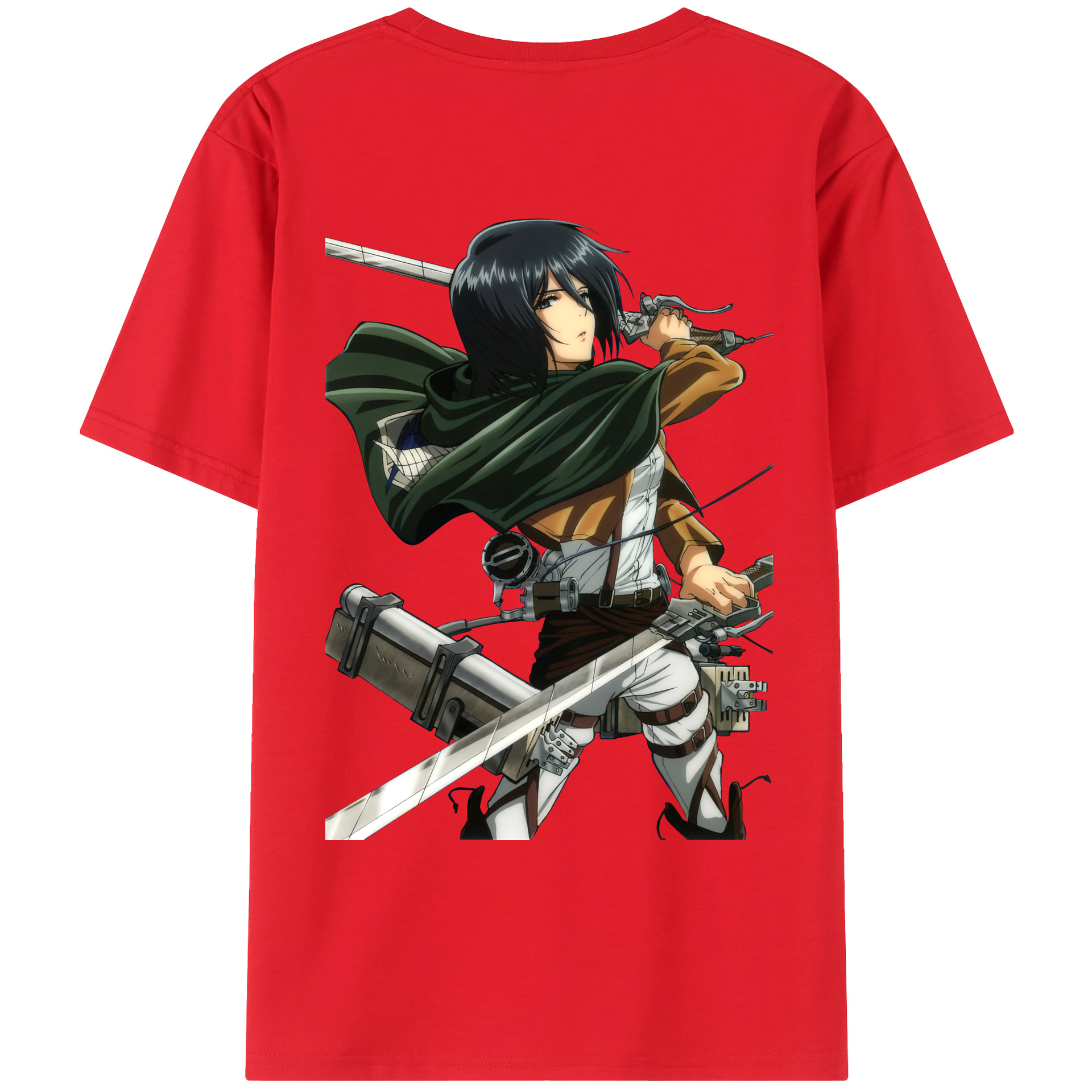 （画像用） 進撃の巨人 ミカサ·アッカーマン Attack on Titan Mikasa Ackerman レディース半袖Tシャツ(バックプリント)