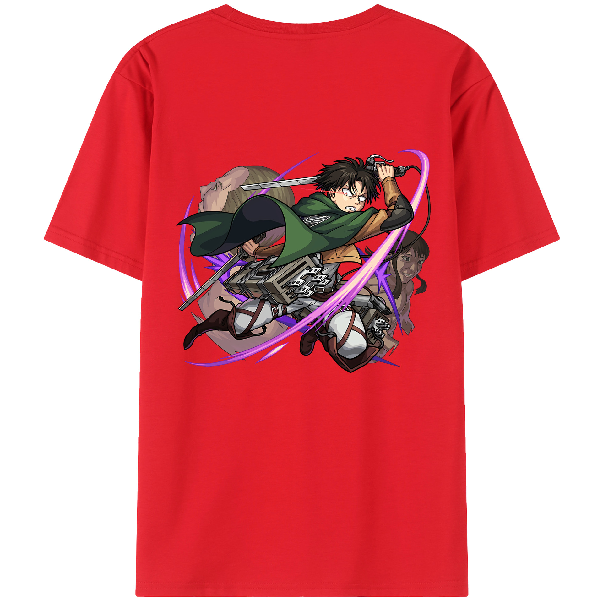 （画像用） 進撃の巨人 リヴァイ·アッカーマン Attack on Titan Levi Ackerman レディース半袖Tシャツ(バックプリント)