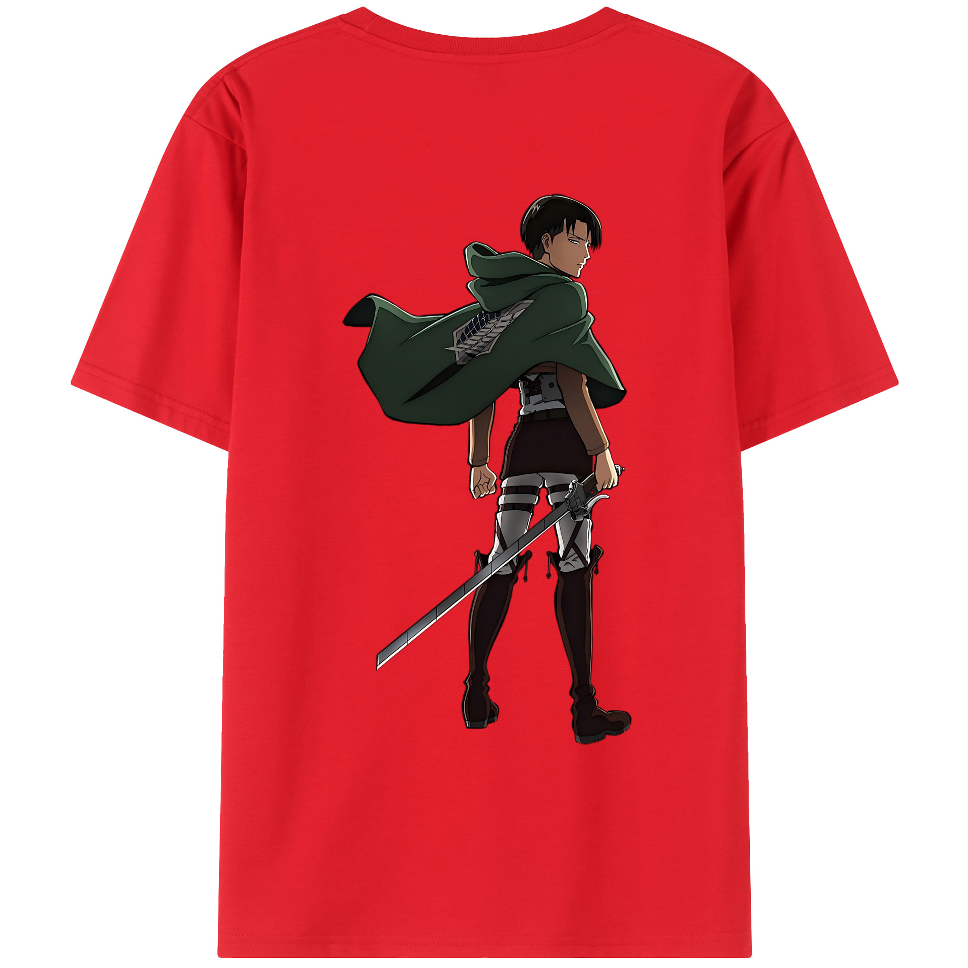 （画像用） 進撃の巨人 リヴァイ·アッカーマン Attack on Titan Levi Ackerman レディース半袖Tシャツ(バックプリント)