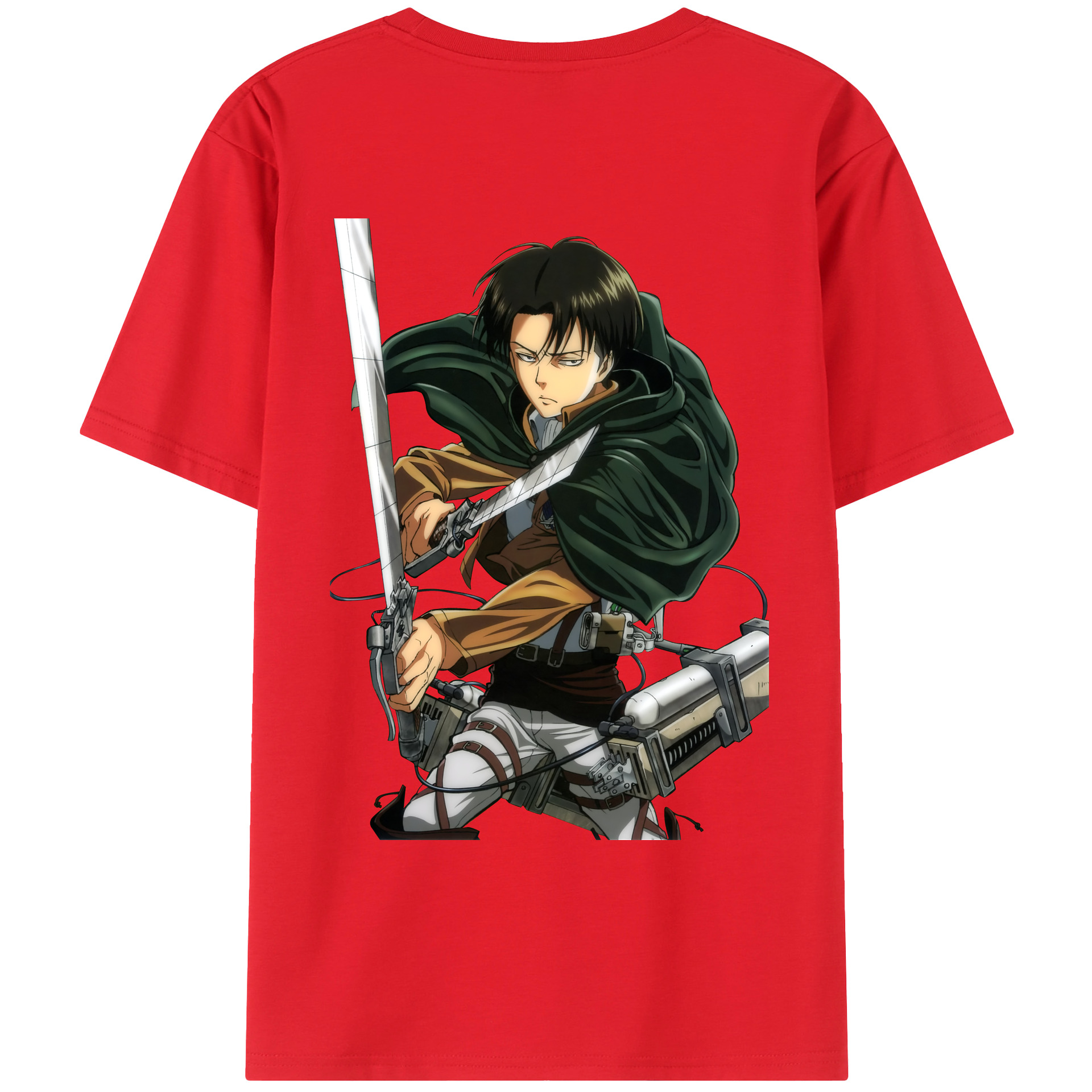 （画像用） 進撃の巨人 リヴァイ·アッカーマン Attack on Titan Levi Ackerman レディース半袖Tシャツ(バックプリント)