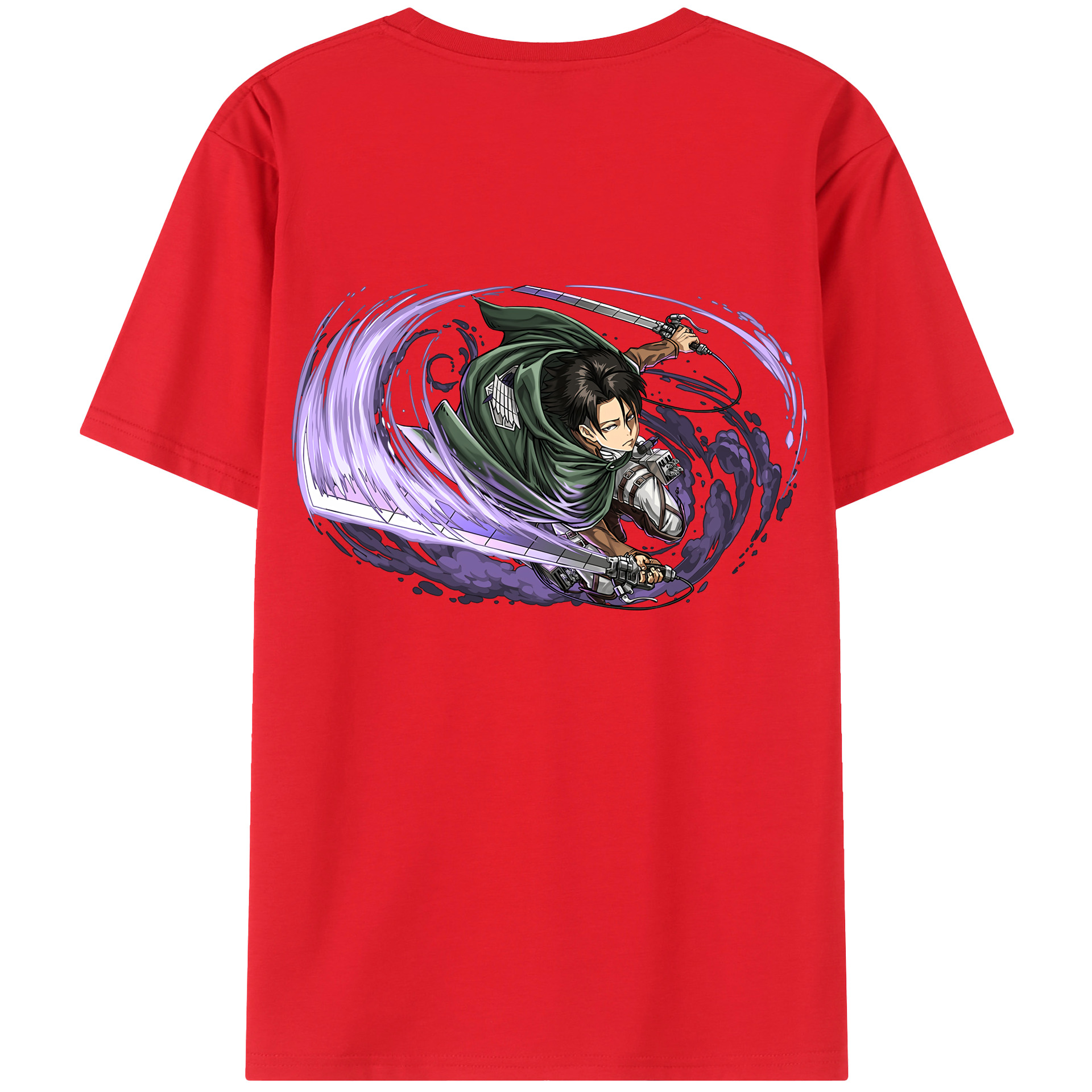 （画像用） 進撃の巨人 リヴァイ·アッカーマン Attack on Titan Levi Ackerman レディース半袖Tシャツ(バックプリント)