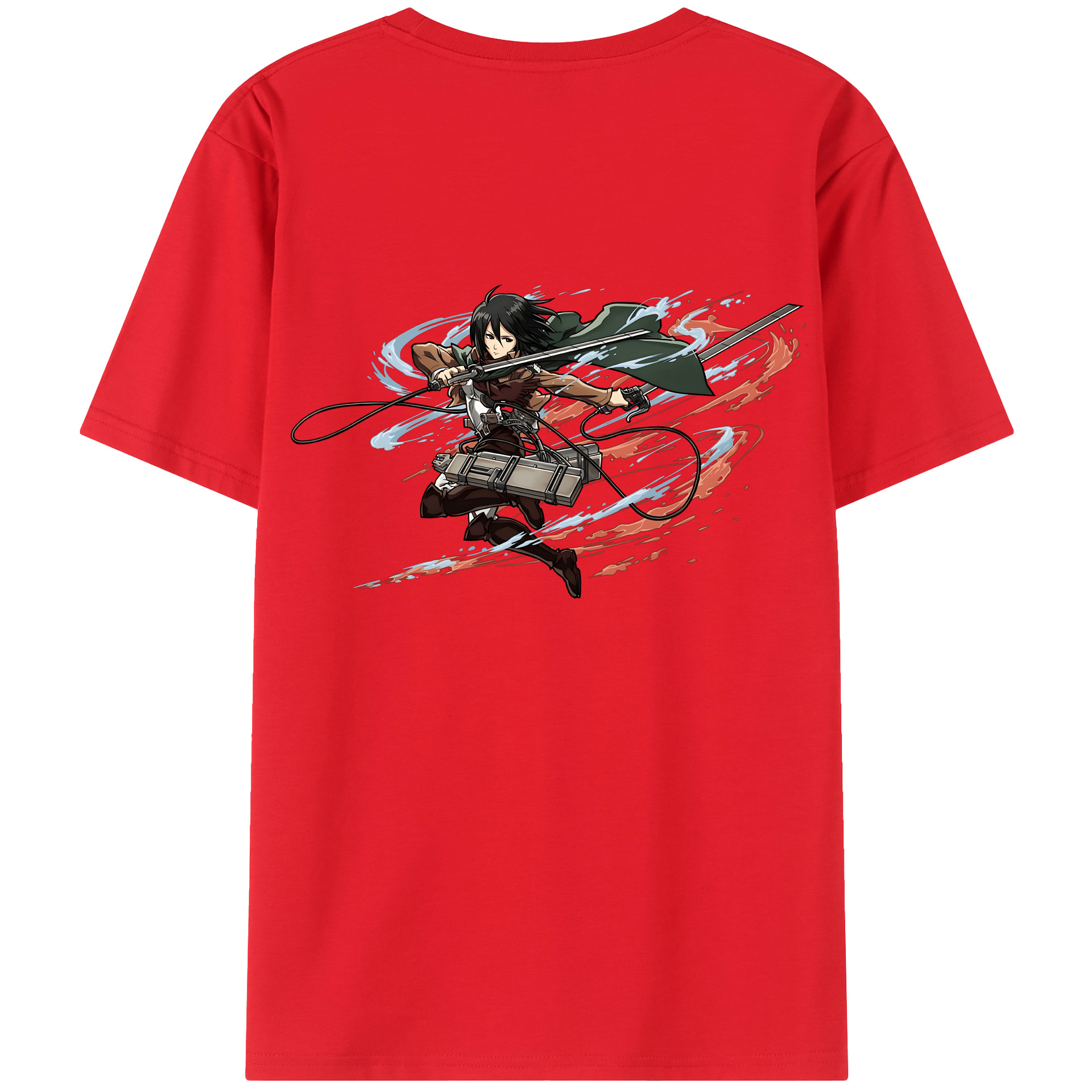 （画像用） 進撃の巨人 ミカサ·アッカーマン Attack on Titan Mikasa Ackerman レディース半袖Tシャツ(バックプリント)