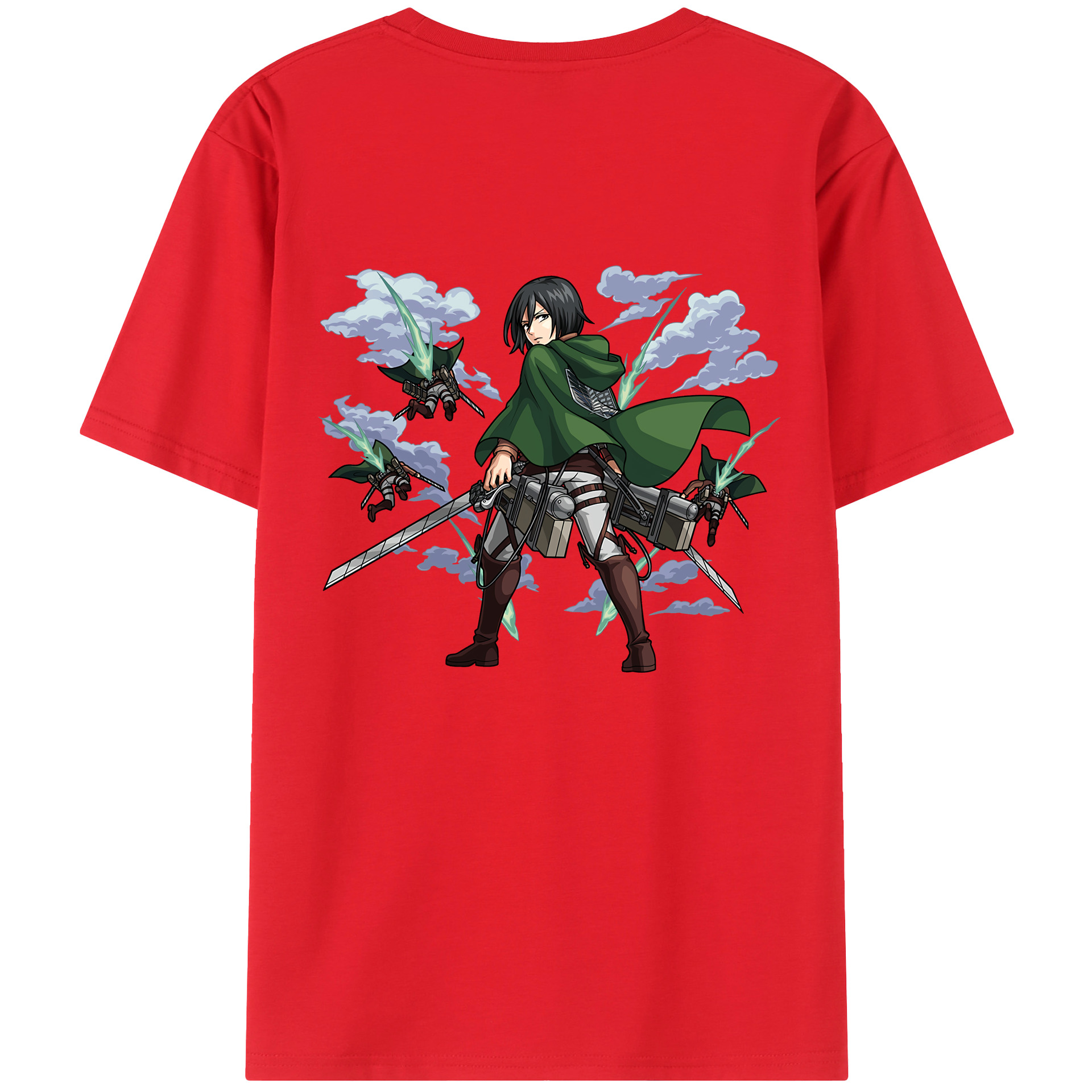 （画像用） 進撃の巨人 ミカサ·アッカーマン Attack on Titan Mikasa Ackerman レディース半袖Tシャツ(バックプリント)