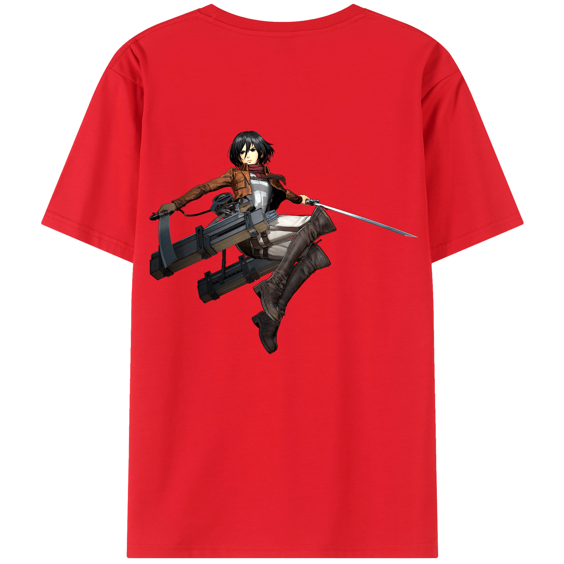 （画像用） 進撃の巨人 ミカサ·アッカーマン Attack on Titan Mikasa Ackerman レディース半袖Tシャツ(バックプリント)