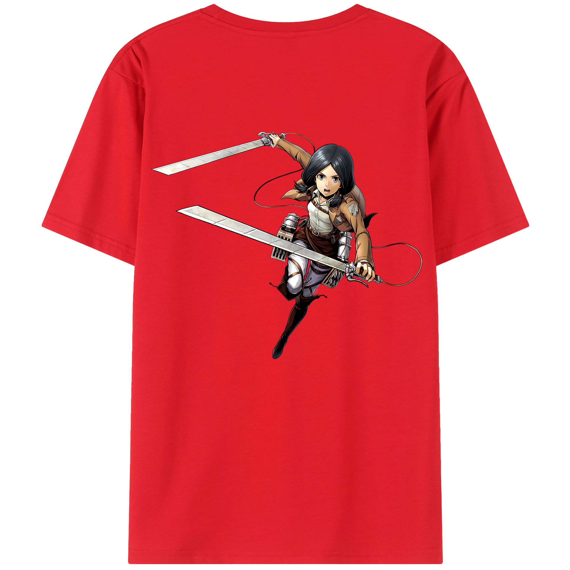 （画像用） 進撃の巨人 ミカサ·アッカーマン Attack on Titan Mikasa Ackerman レディース半袖Tシャツ(バックプリント)