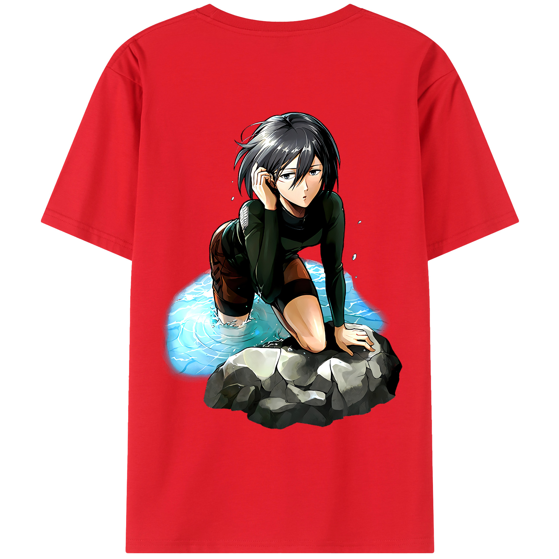 （画像用） 進撃の巨人 ミカサ·アッカーマン Attack on Titan Mikasa Ackerman レディース半袖Tシャツ(バックプリント)