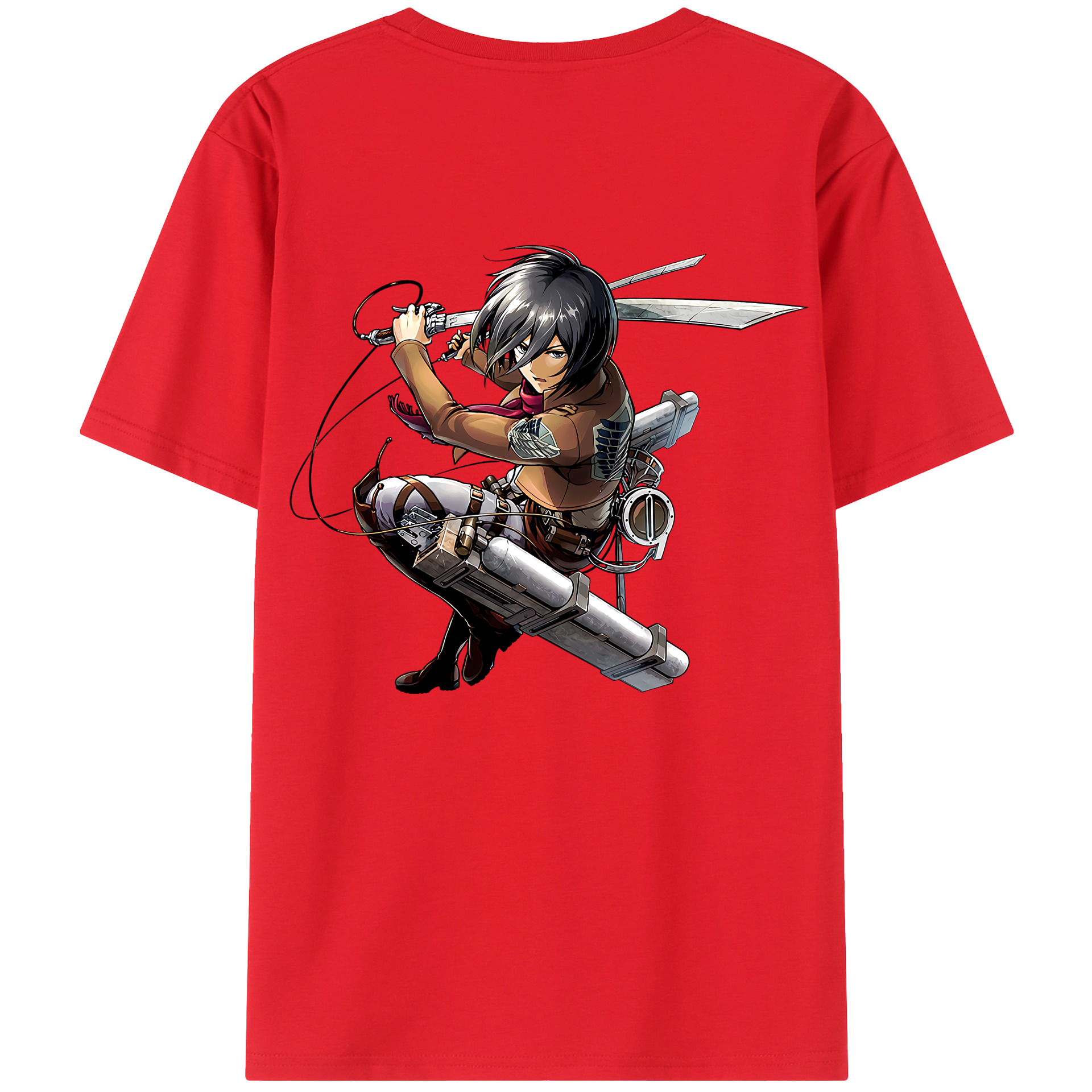 （画像用） 進撃の巨人 ミカサ·アッカーマン Attack on Titan Mikasa Ackerman レディース半袖Tシャツ(バックプリント)